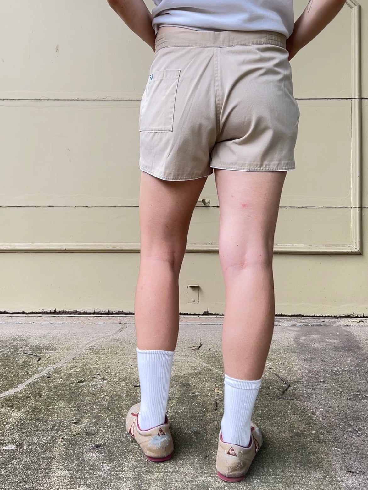 70s/80s Trax beige patch pocket short shorts