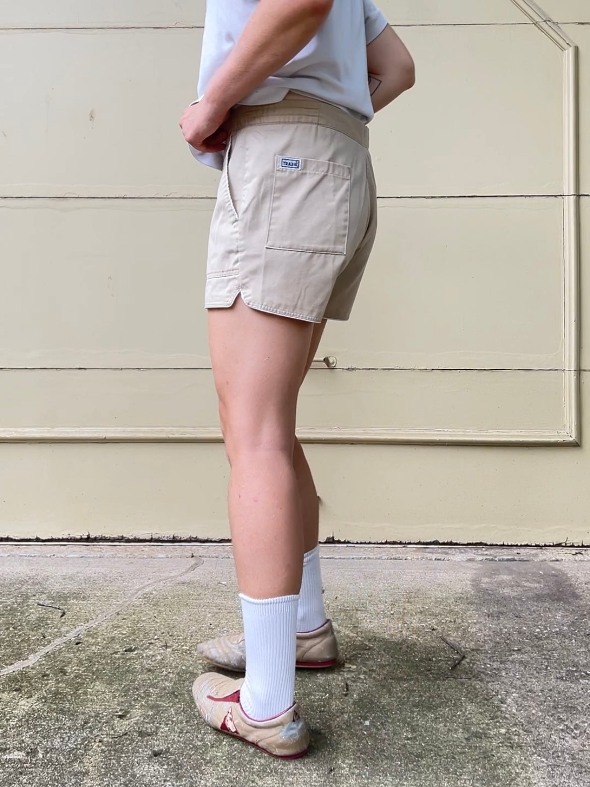 70s/80s Trax beige patch pocket short shorts