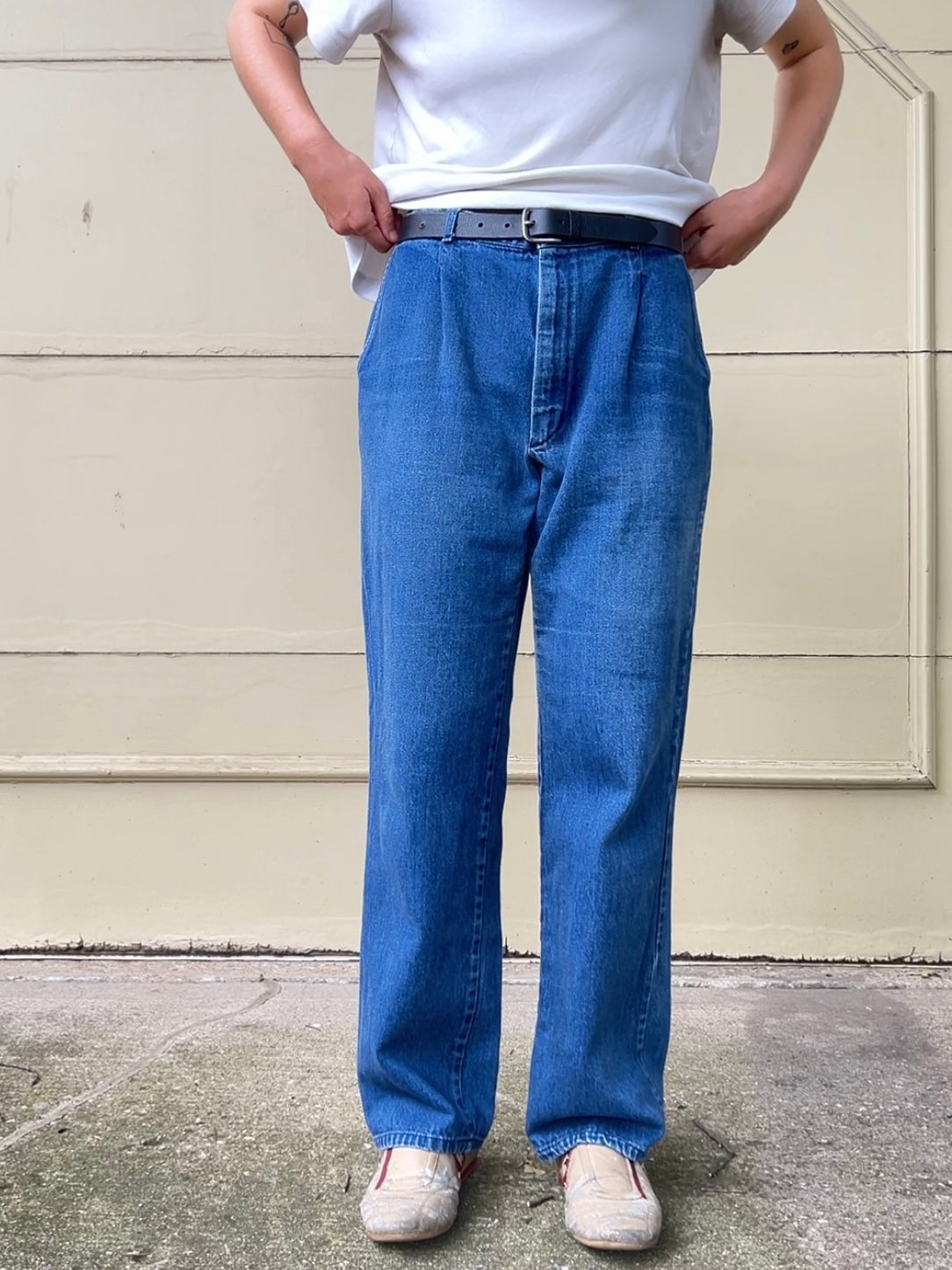 80s Lee union made in USA pleated denim jeans