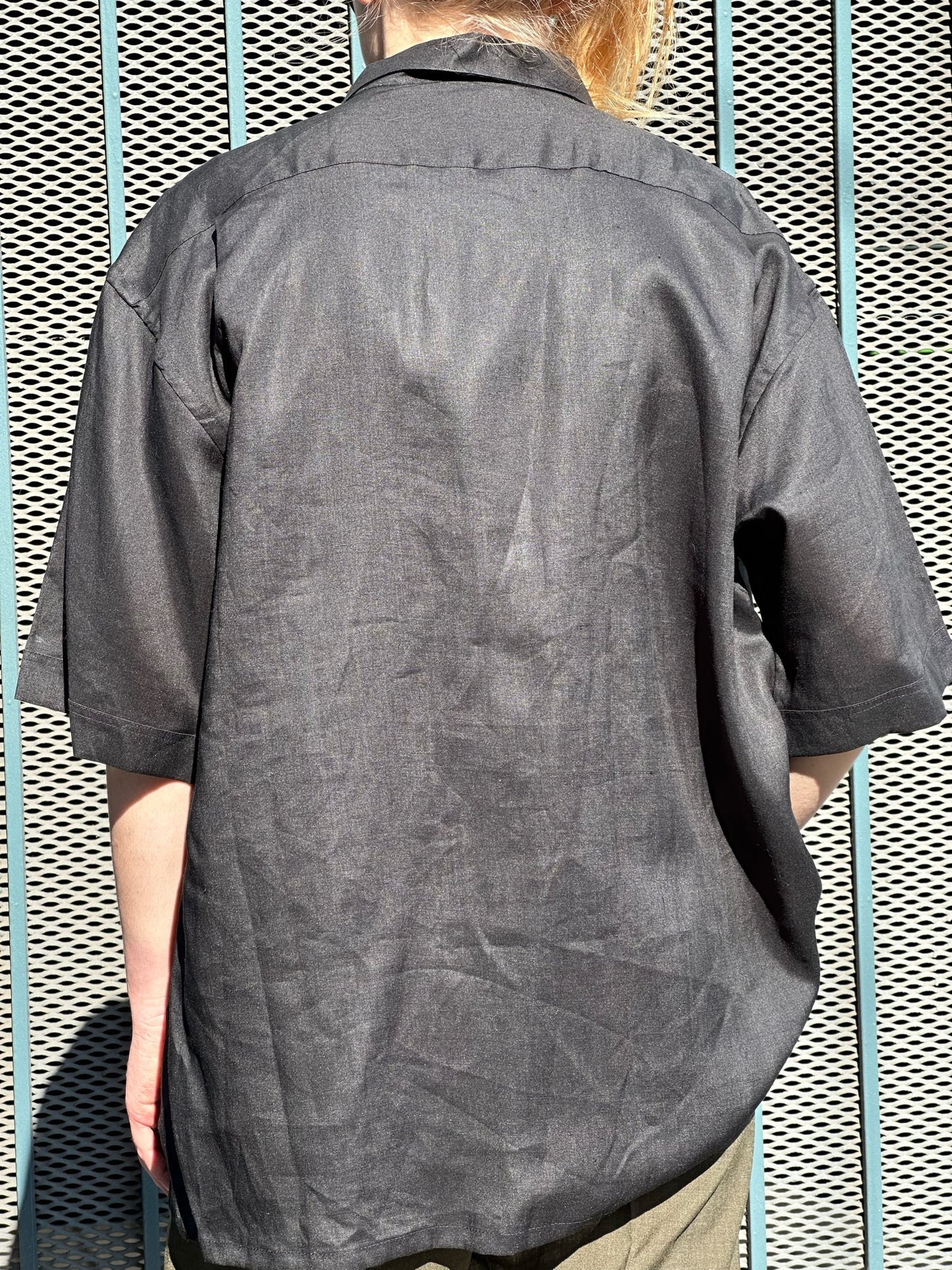 70s/80s Bernini black linen short-sleeved shirt