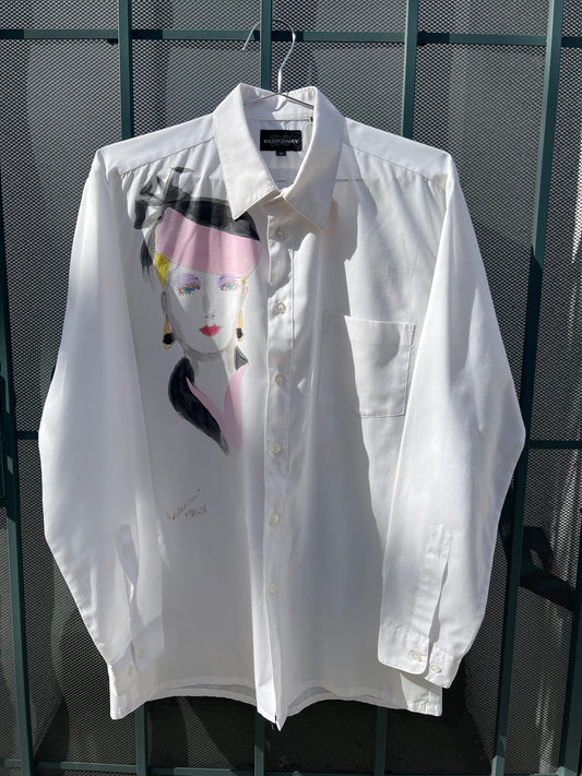 80s/90s 29 Broadway shirt with hand painted woman