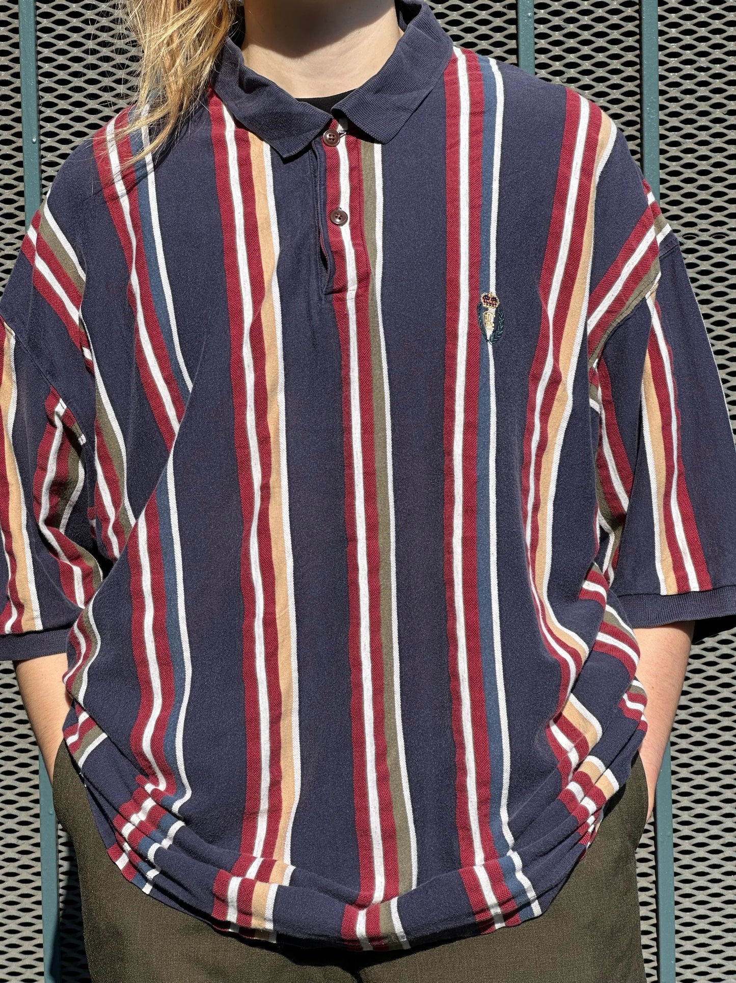 90s Chaps by Ralph Lauren color block stripe polo