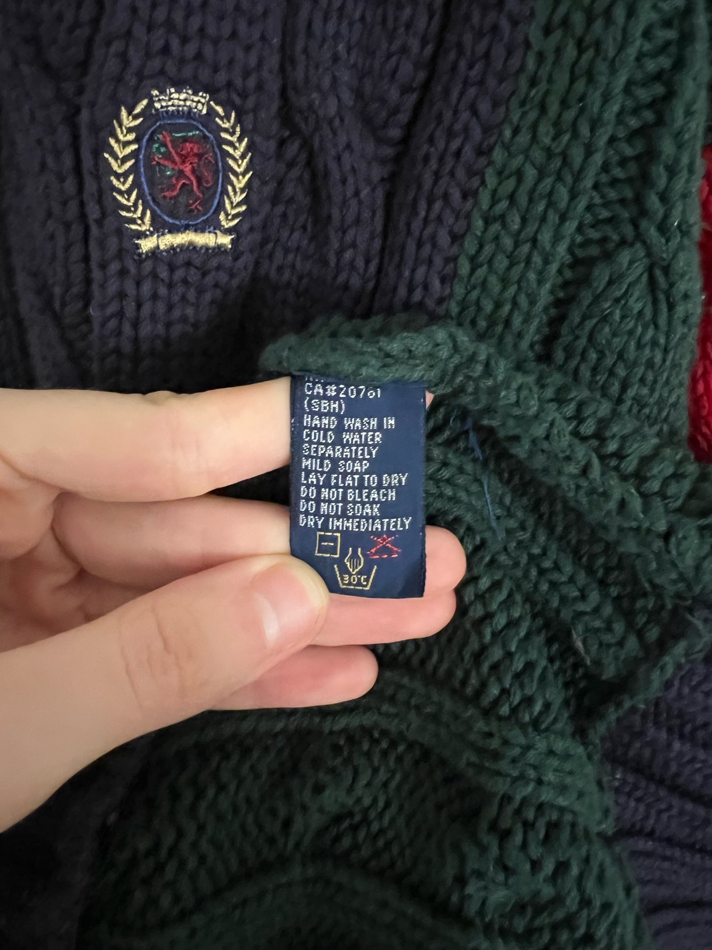 90s Tommy Hilfiger colorblock cable knit sweater