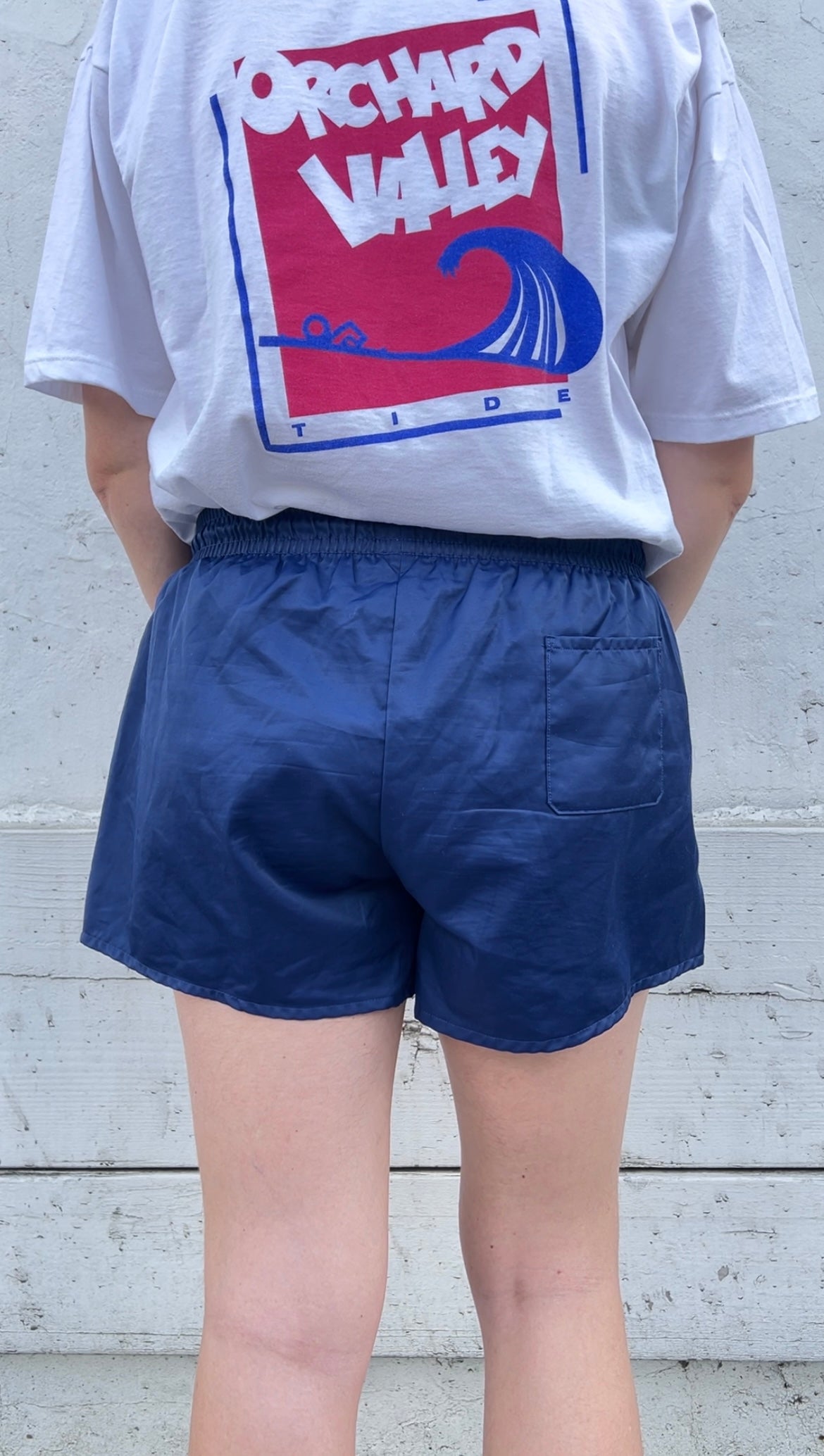 90s German Army blue side stripe shorts