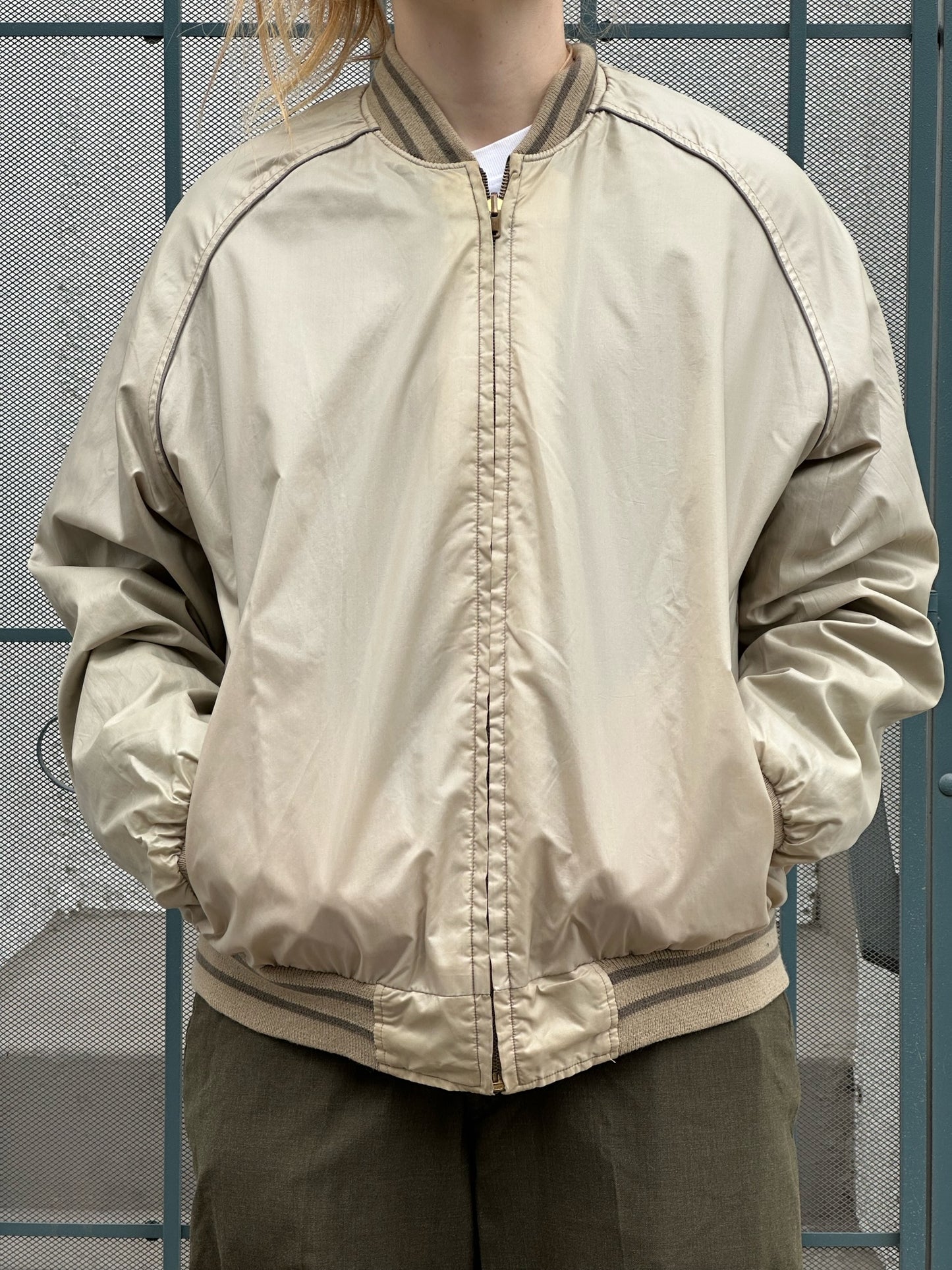 80s Expeditions beige and gold reversible bomber jacket