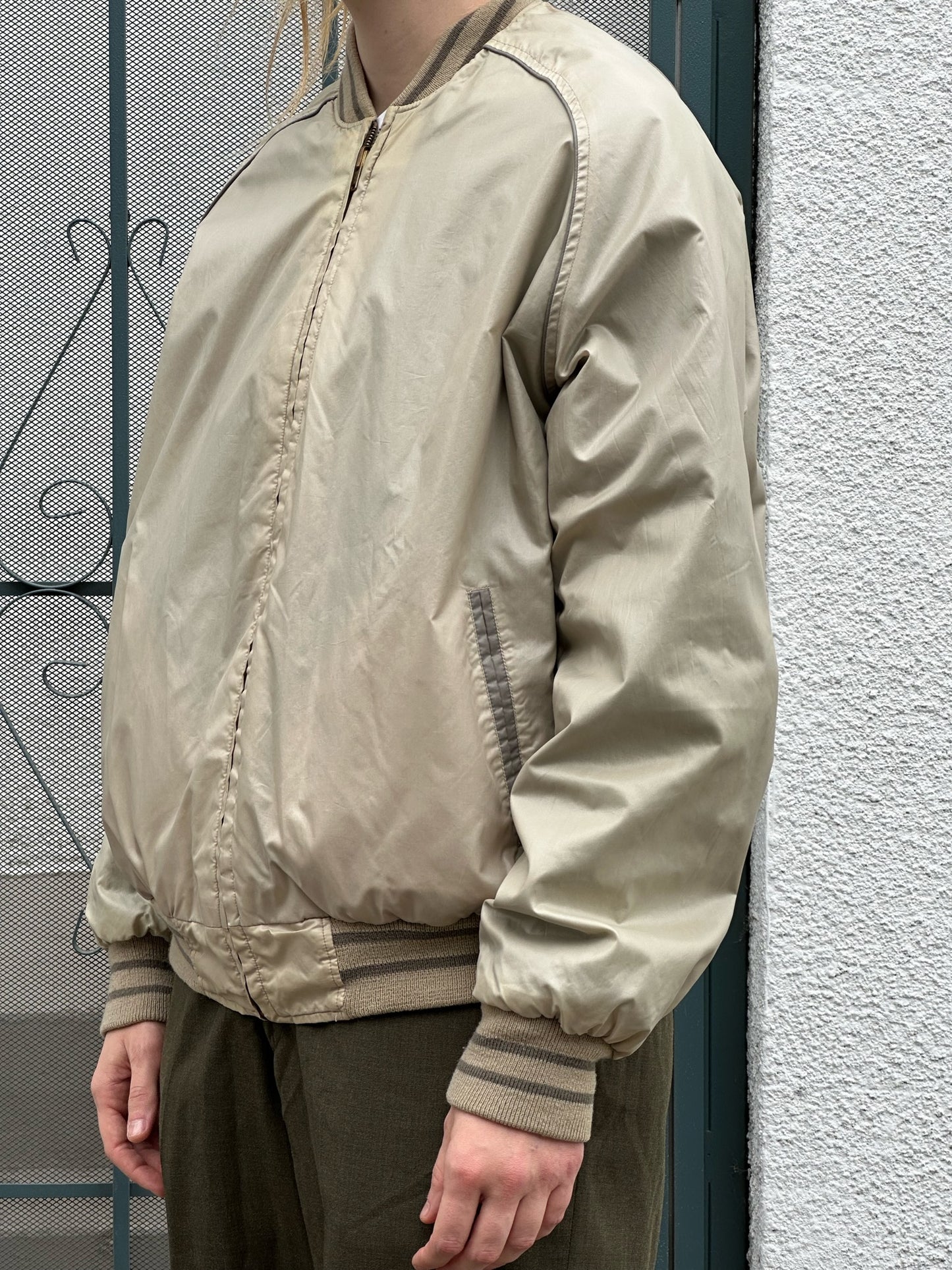 80s Expeditions beige and gold reversible bomber jacket