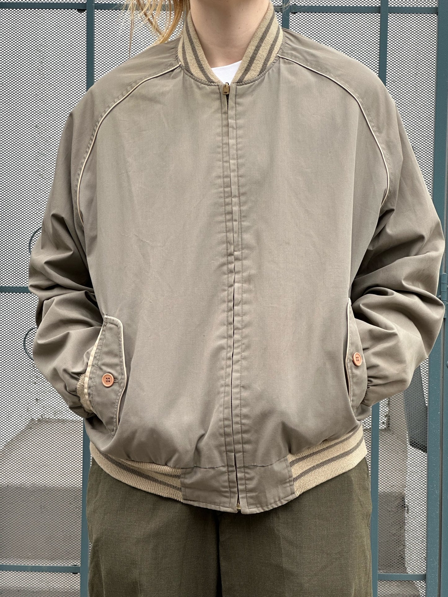 80s Expeditions beige and gold reversible bomber jacket