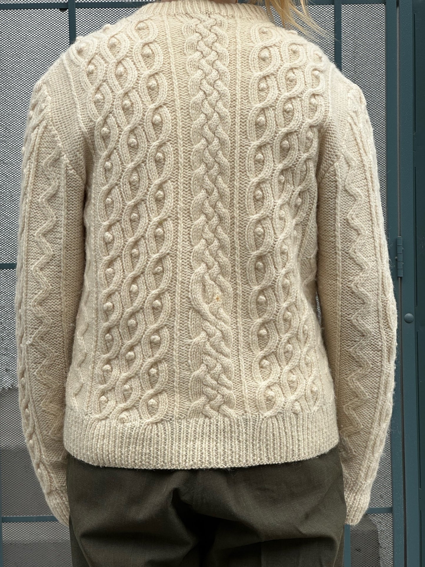 60s/70s Hand Knit by Dorothy Taulbee cream fisherman sweater