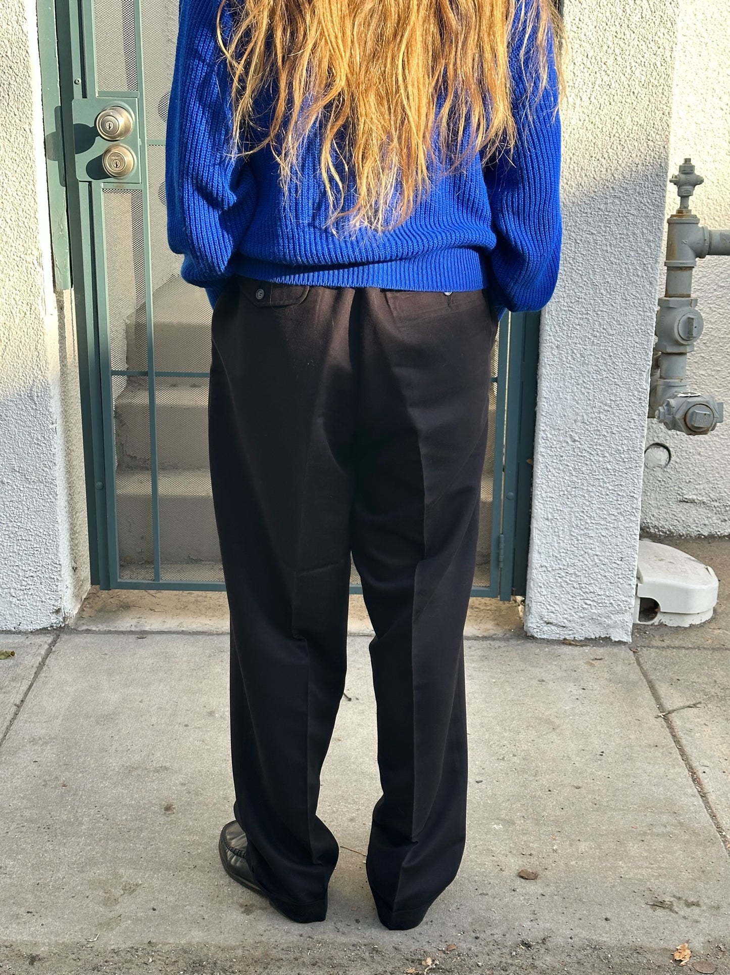 90s J Ferrar black pleated trousers