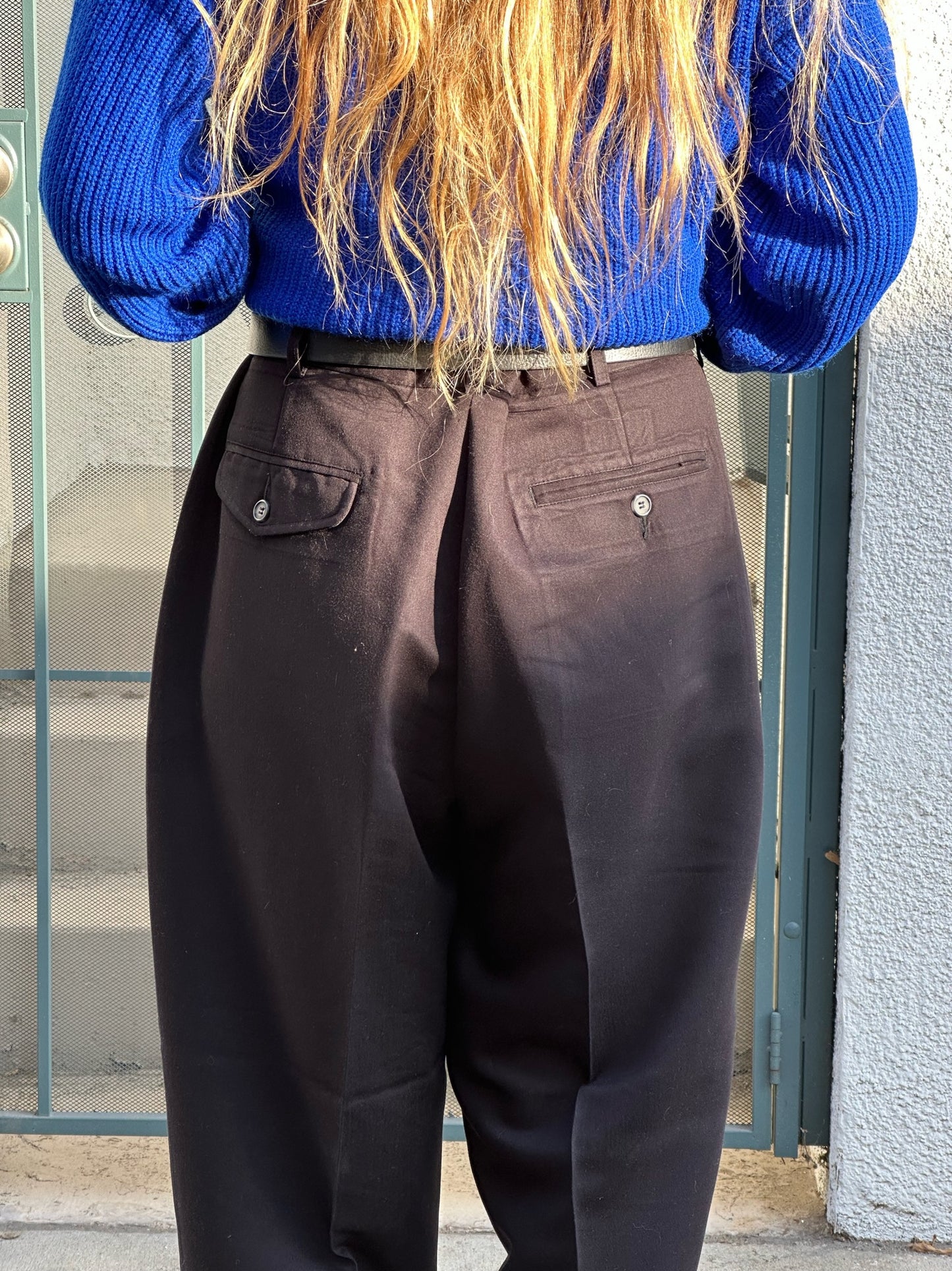 90s J Ferrar black pleated trousers