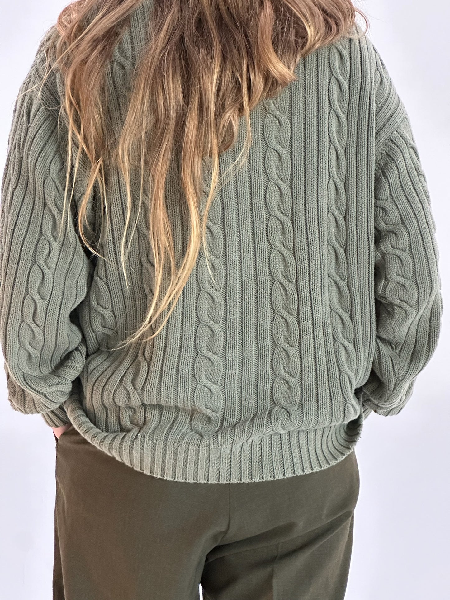 90s Jantzen green cableknit sweater