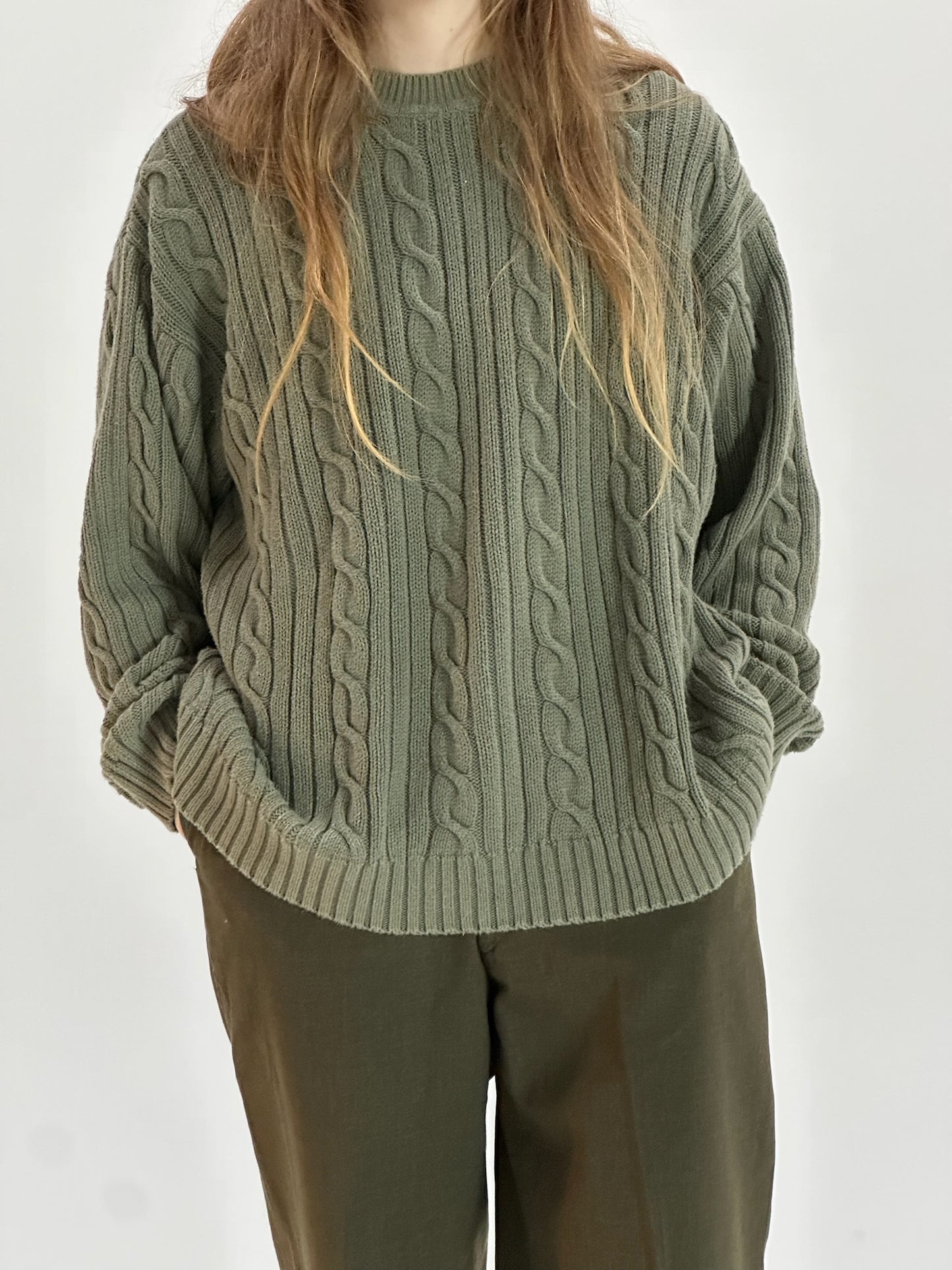 90s Jantzen green cableknit sweater