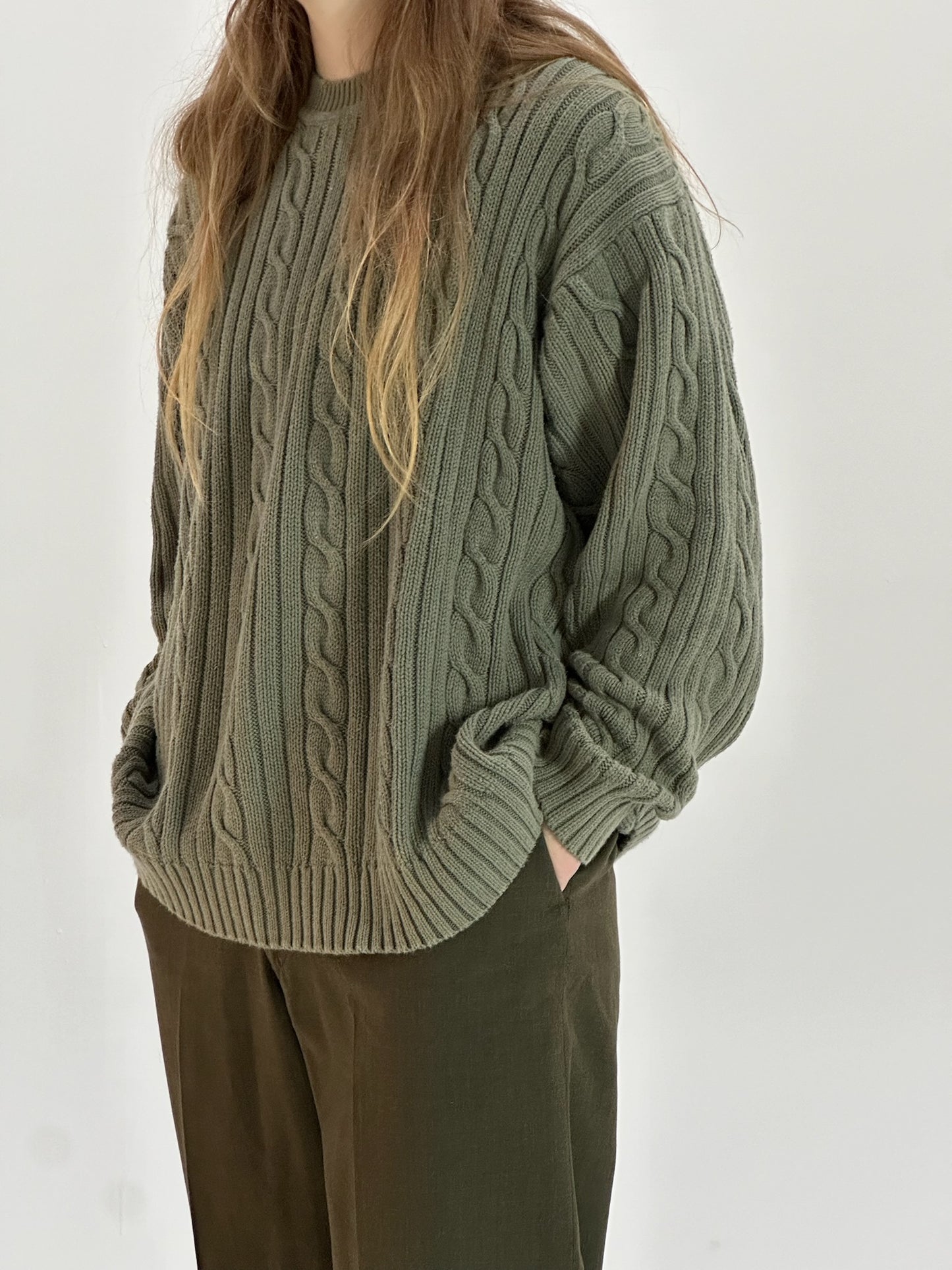 90s Jantzen green cableknit sweater