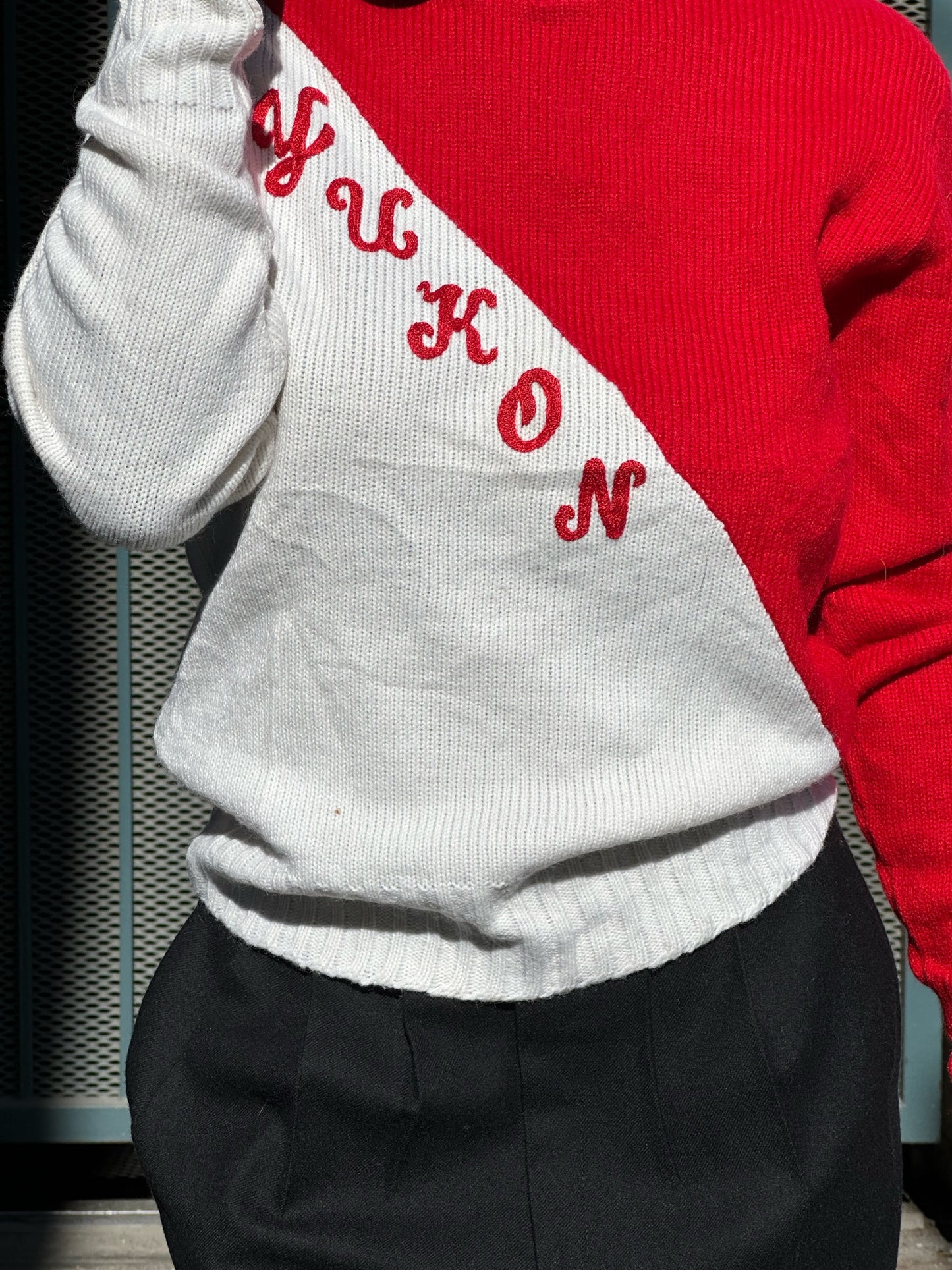 50s/60s Keller Sports Inc red and white cheerleading sweater