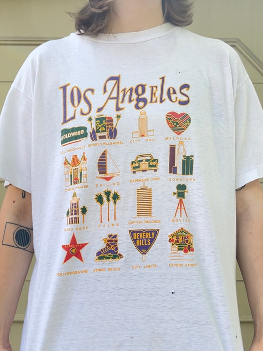 90s distressed Los Angeles landmark tee