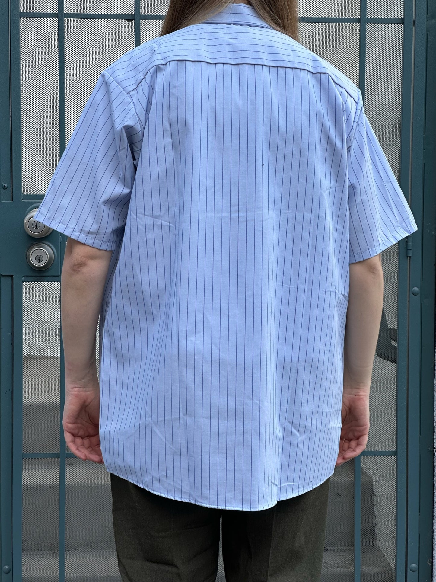 90s/Y2K Red Kap blue stripe short-sleeved work shirt