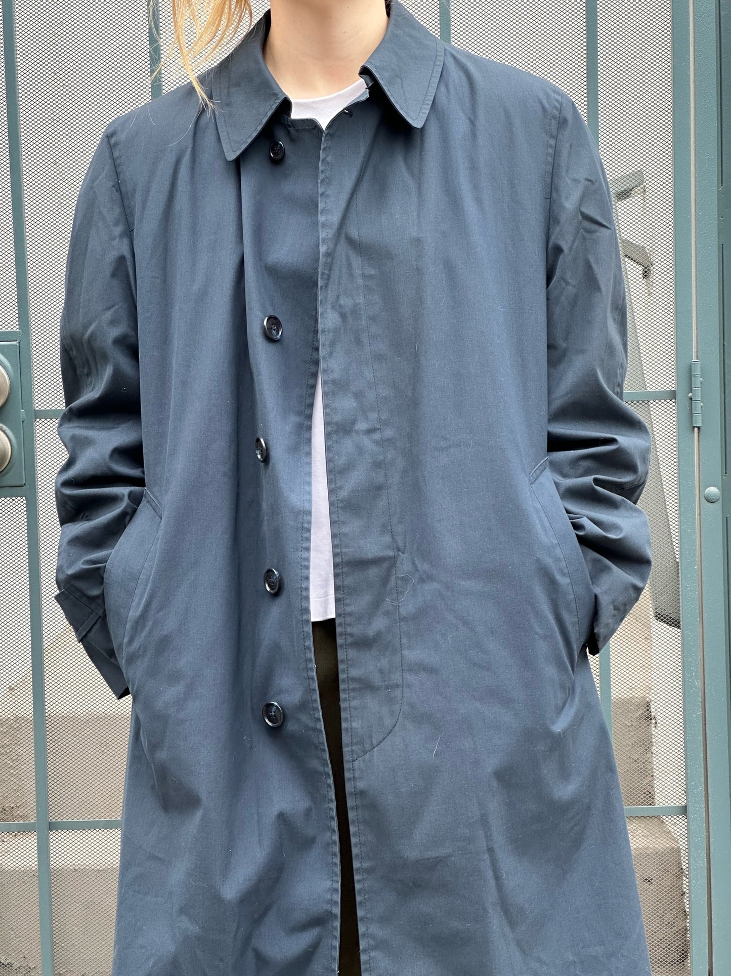 80s London Fog navy pile lined trench coat