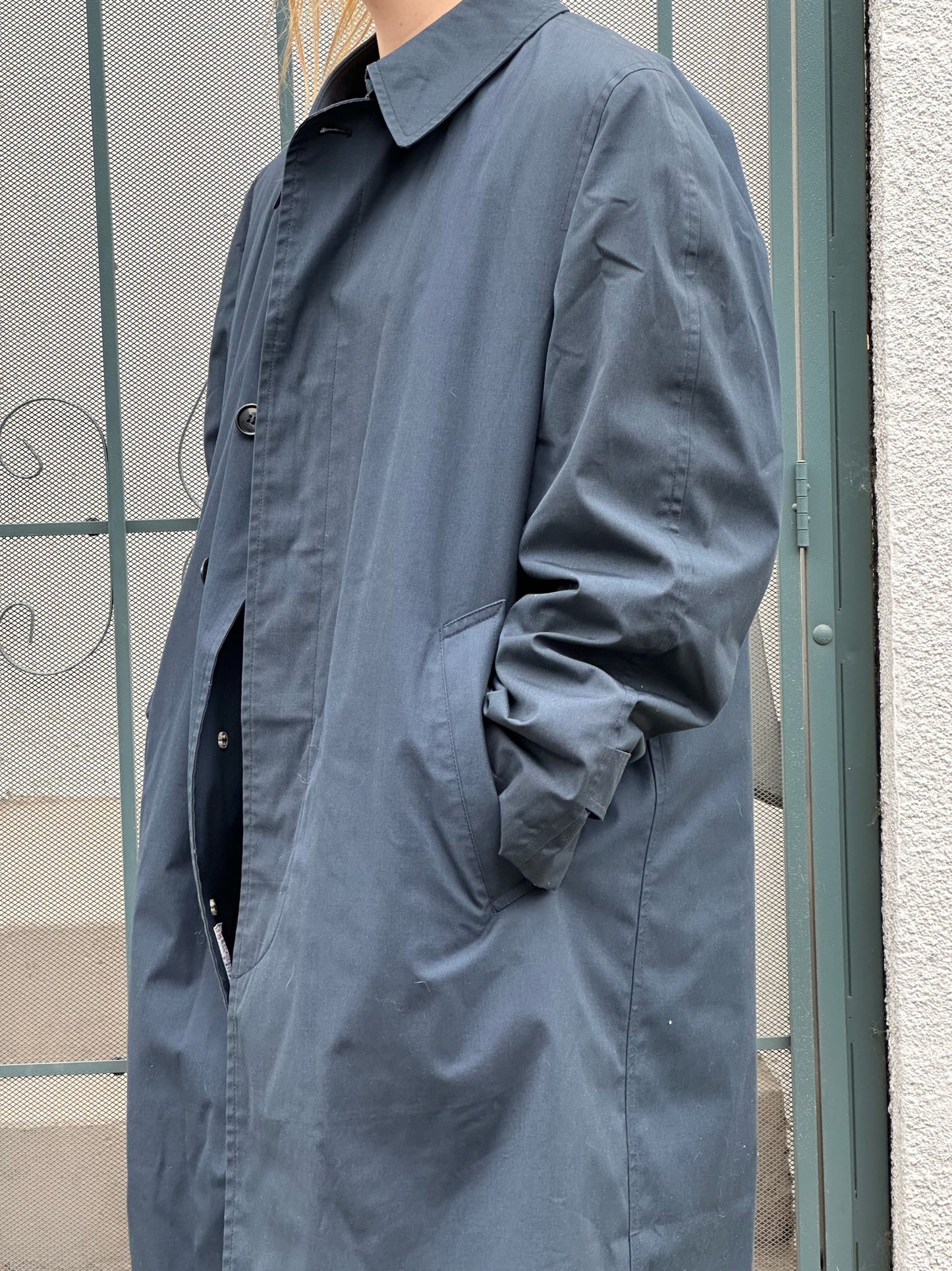 80s London Fog navy pile lined trench coat