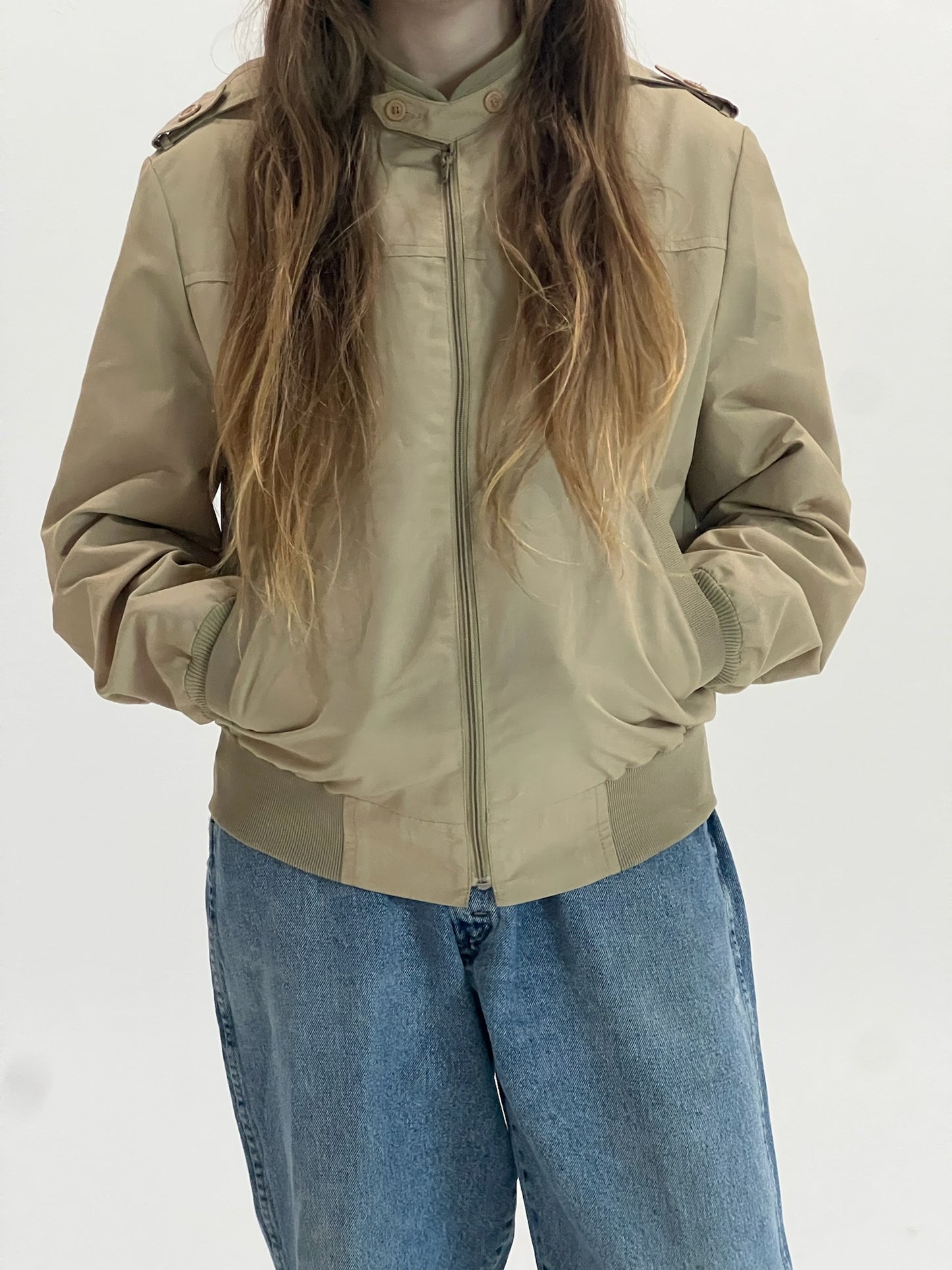 80s London Fog tan jacket with military detailing