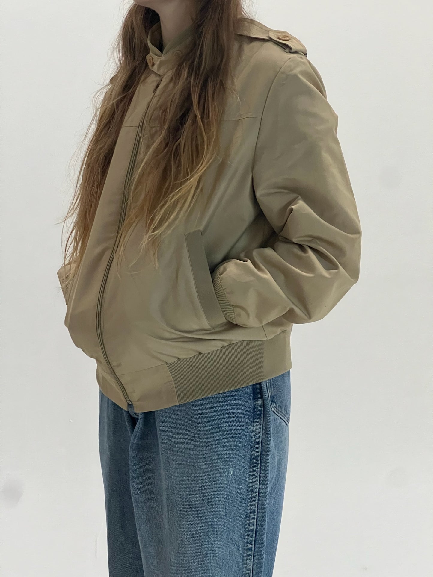 80s London Fog tan jacket with military detailing