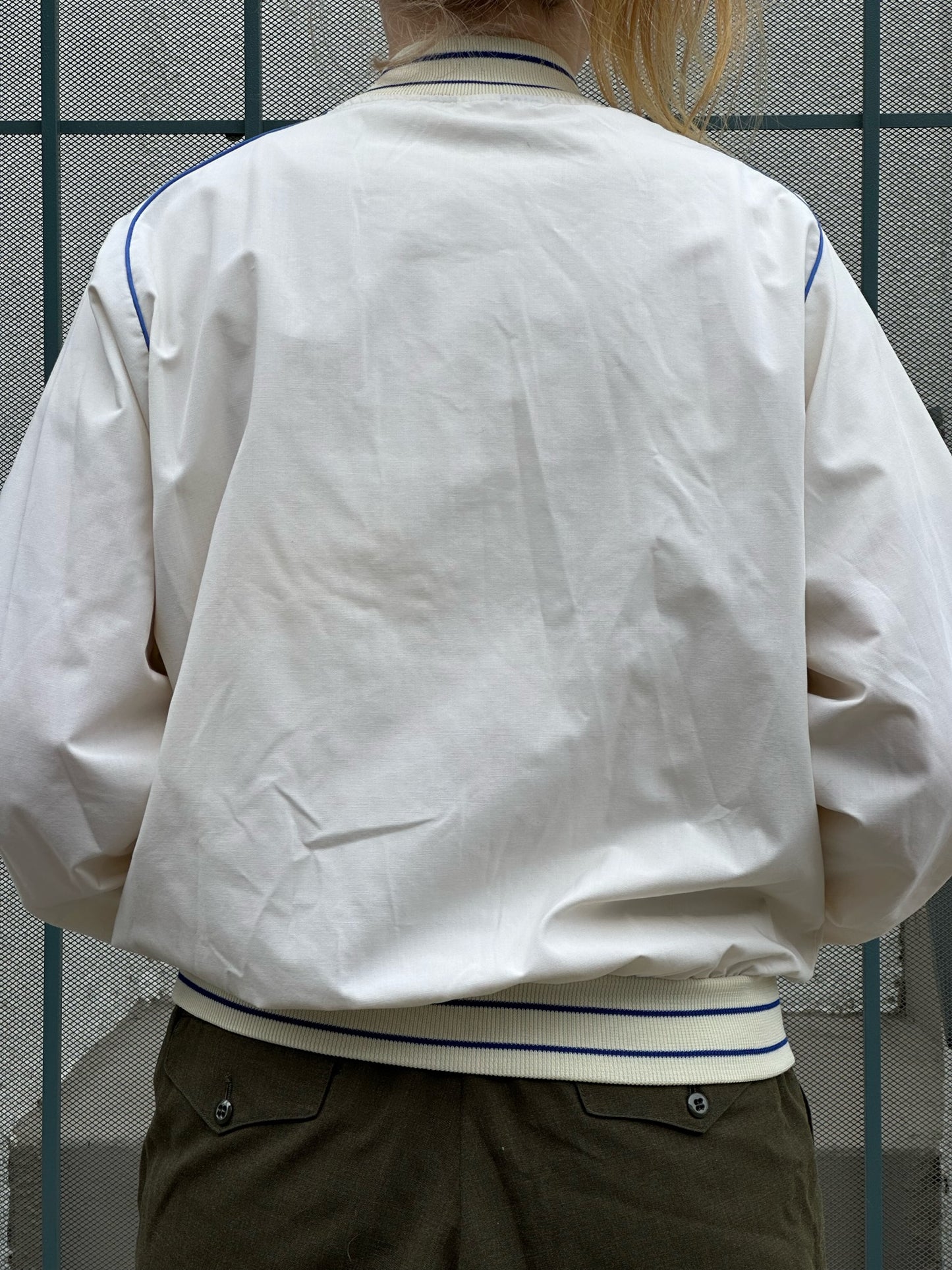 80s McDonnell Douglas blue and off-white bomber jacket