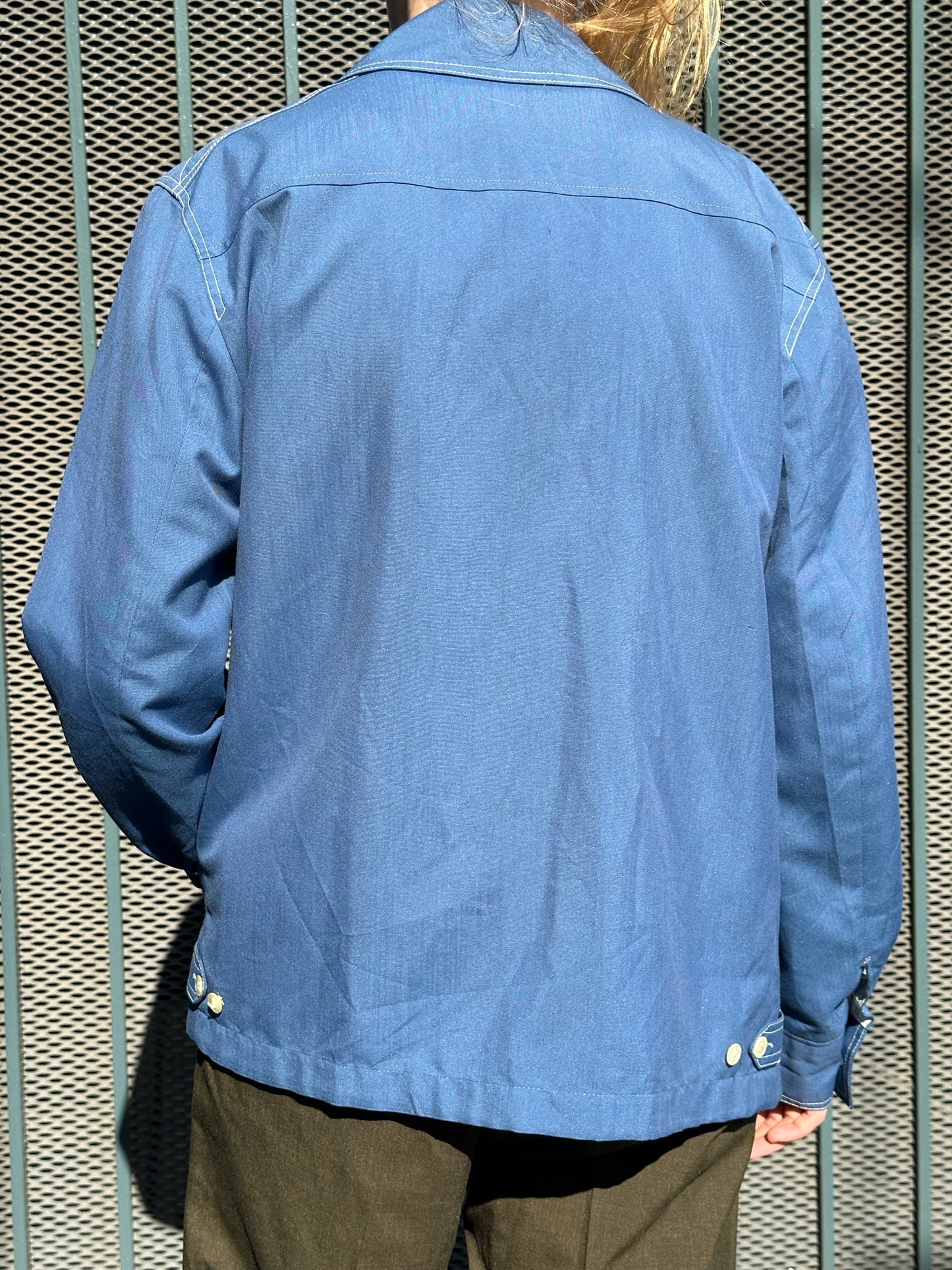 70s Mighty Mac blue contrast stitch work jacket