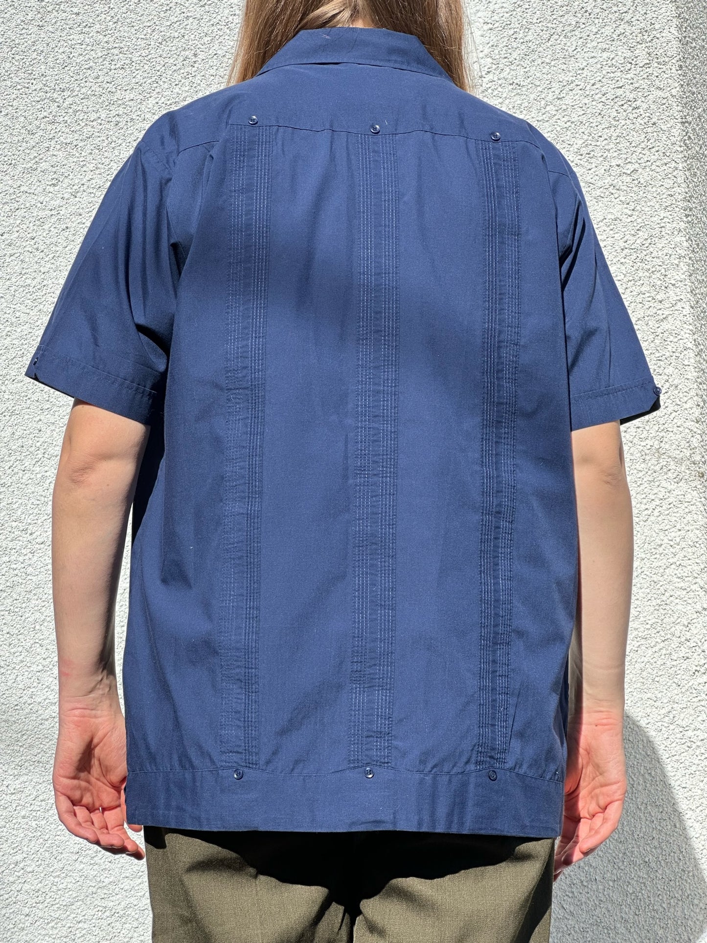 80s The Romani Collection navy guayabera shirt