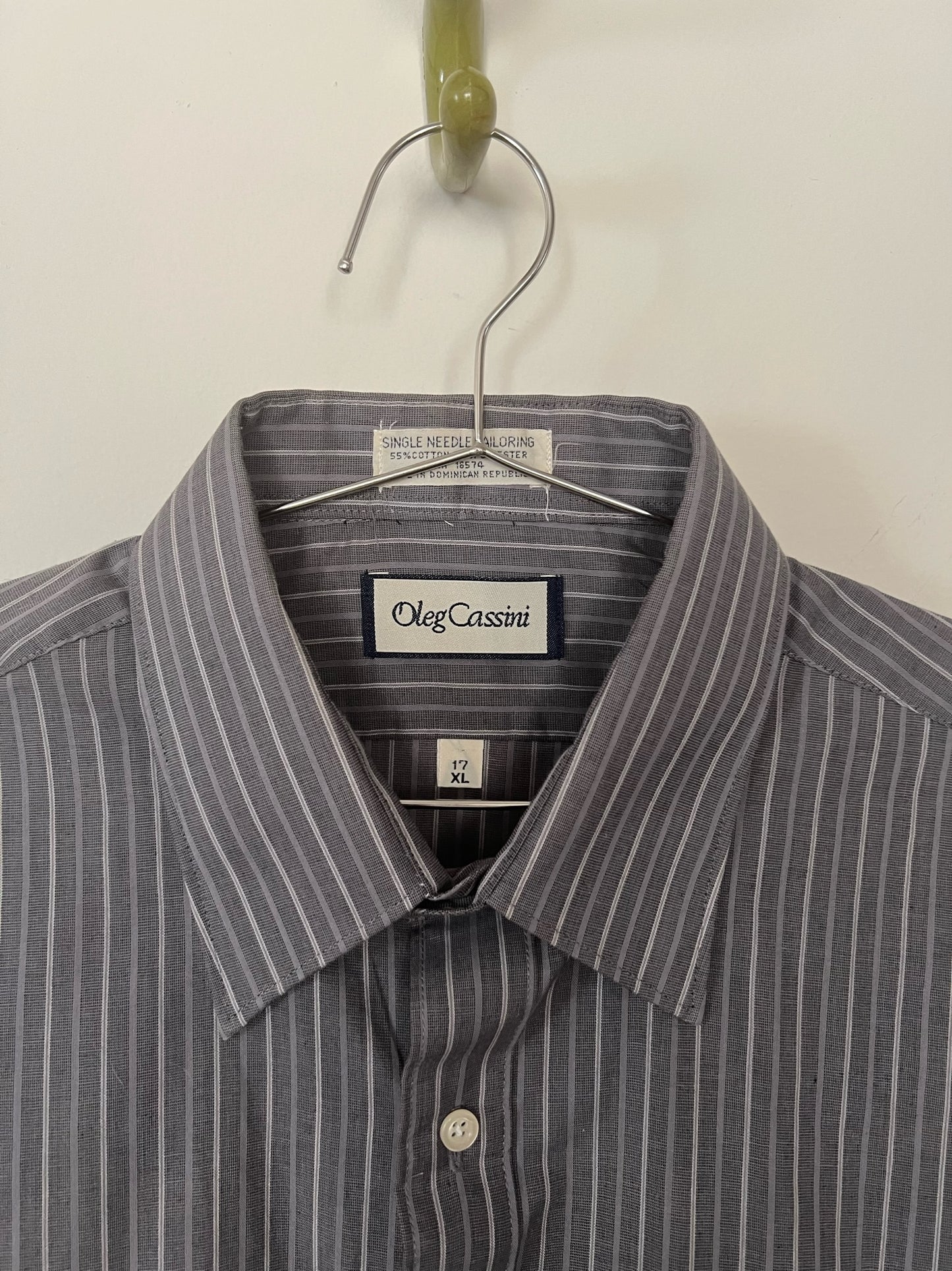 90s Oleg Cassini gray stripe short-sleeve shirt