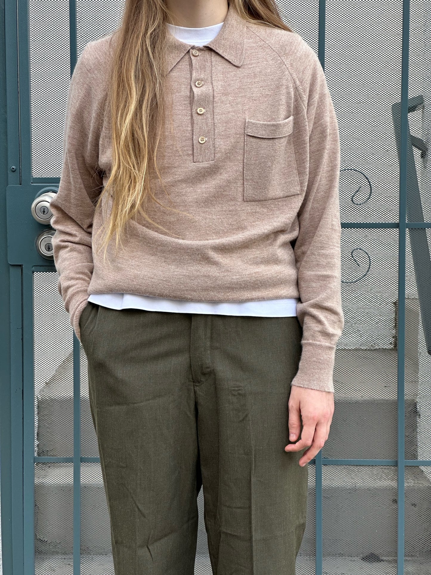 70s Puritan tan polo collared sweater