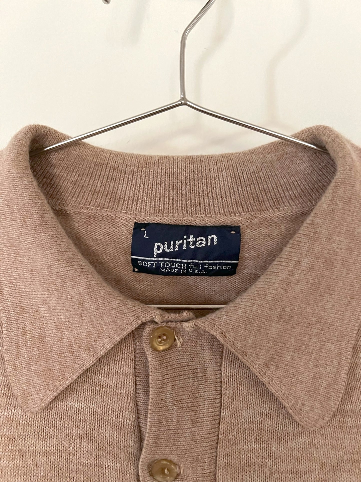 70s Puritan tan polo collared sweater