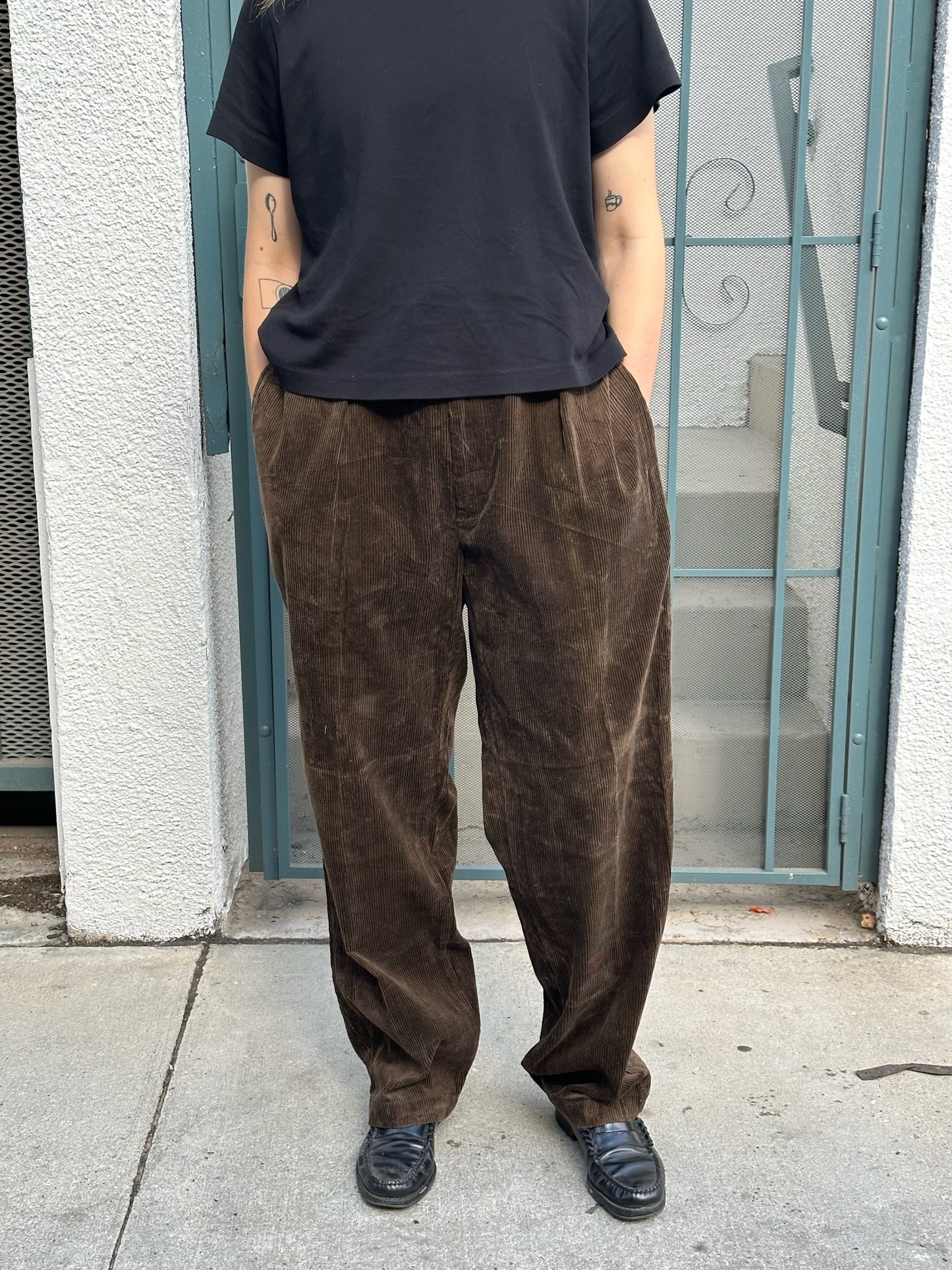 90s Polo by Ralph Lauren brown pleated corduroy trousers