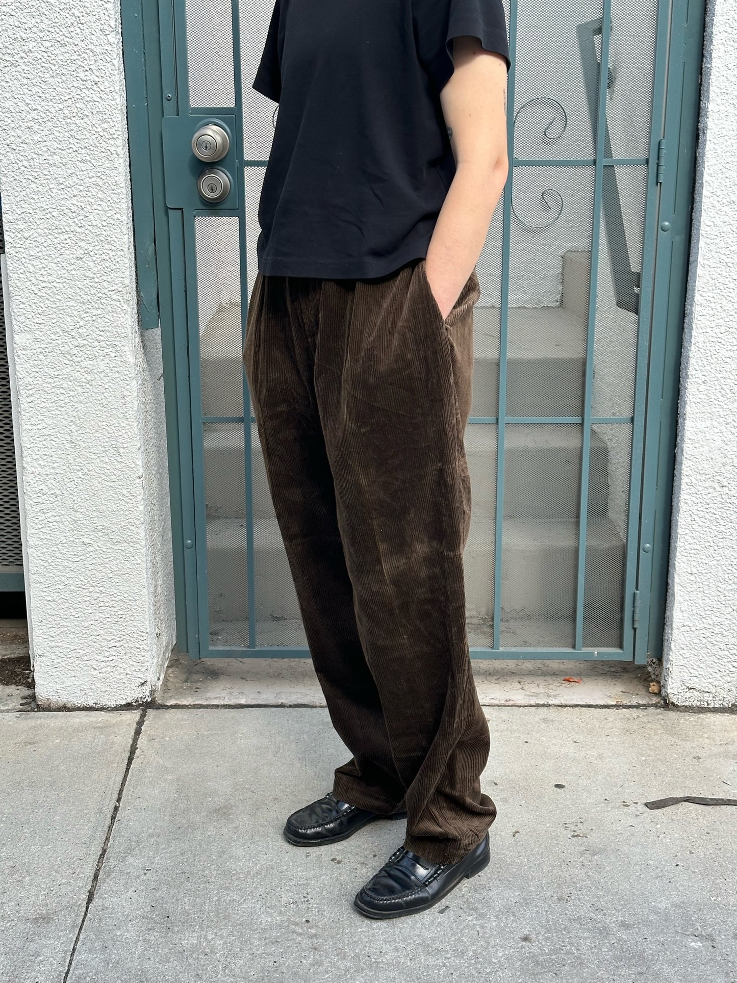 90s Polo by Ralph Lauren brown pleated corduroy trousers