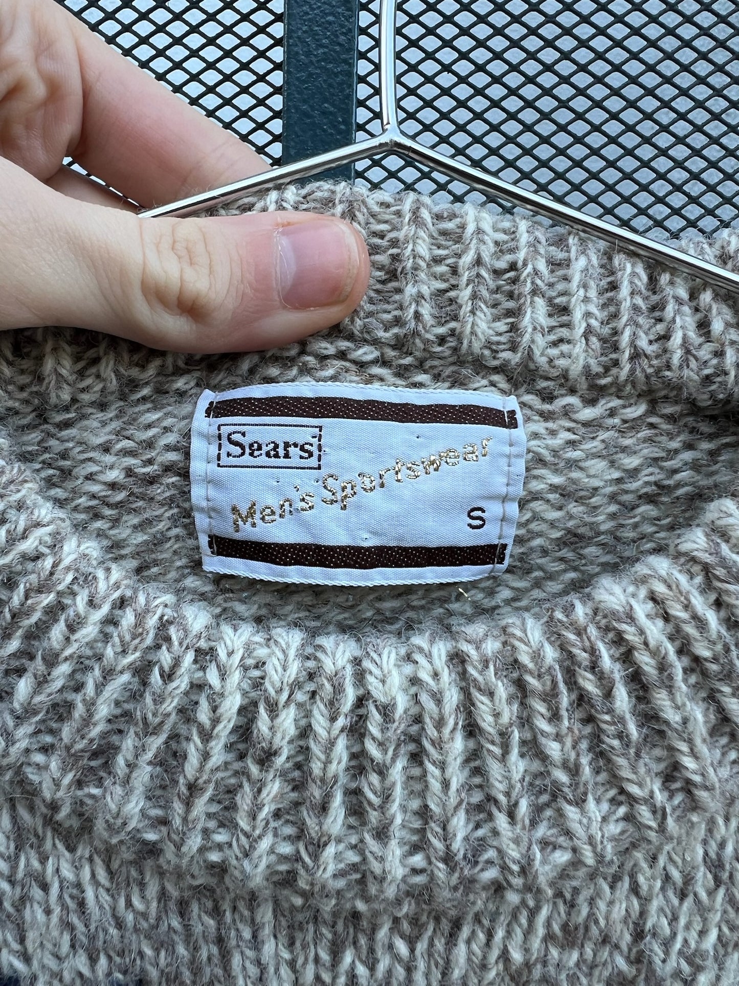 80s/90s Sears beige marl snowflake patterned sweater