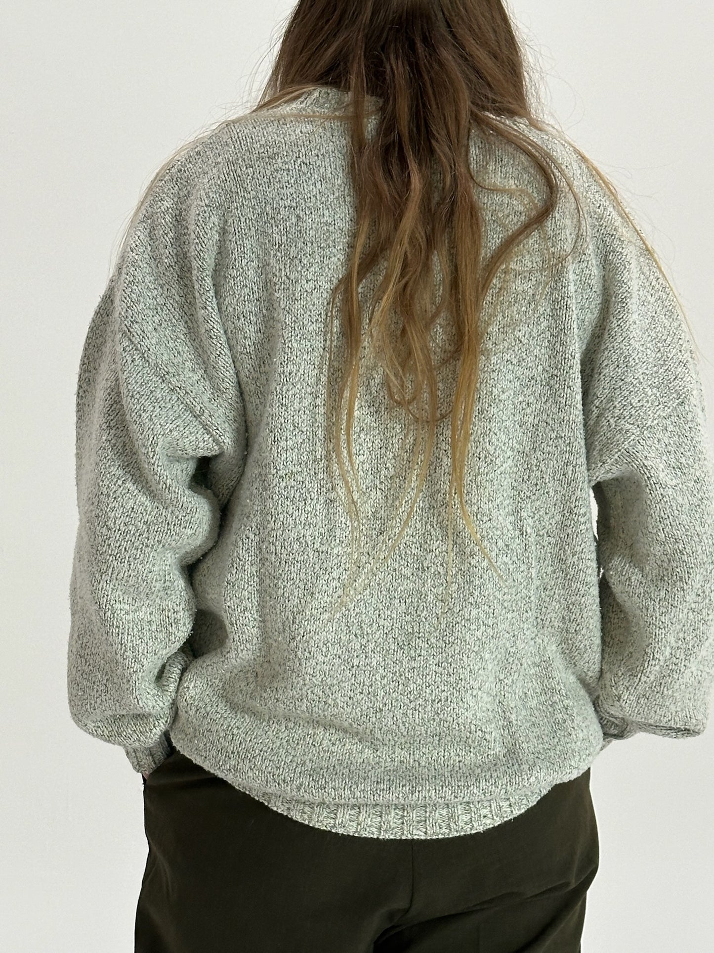 90s St John's Bay cream and green marl sweater