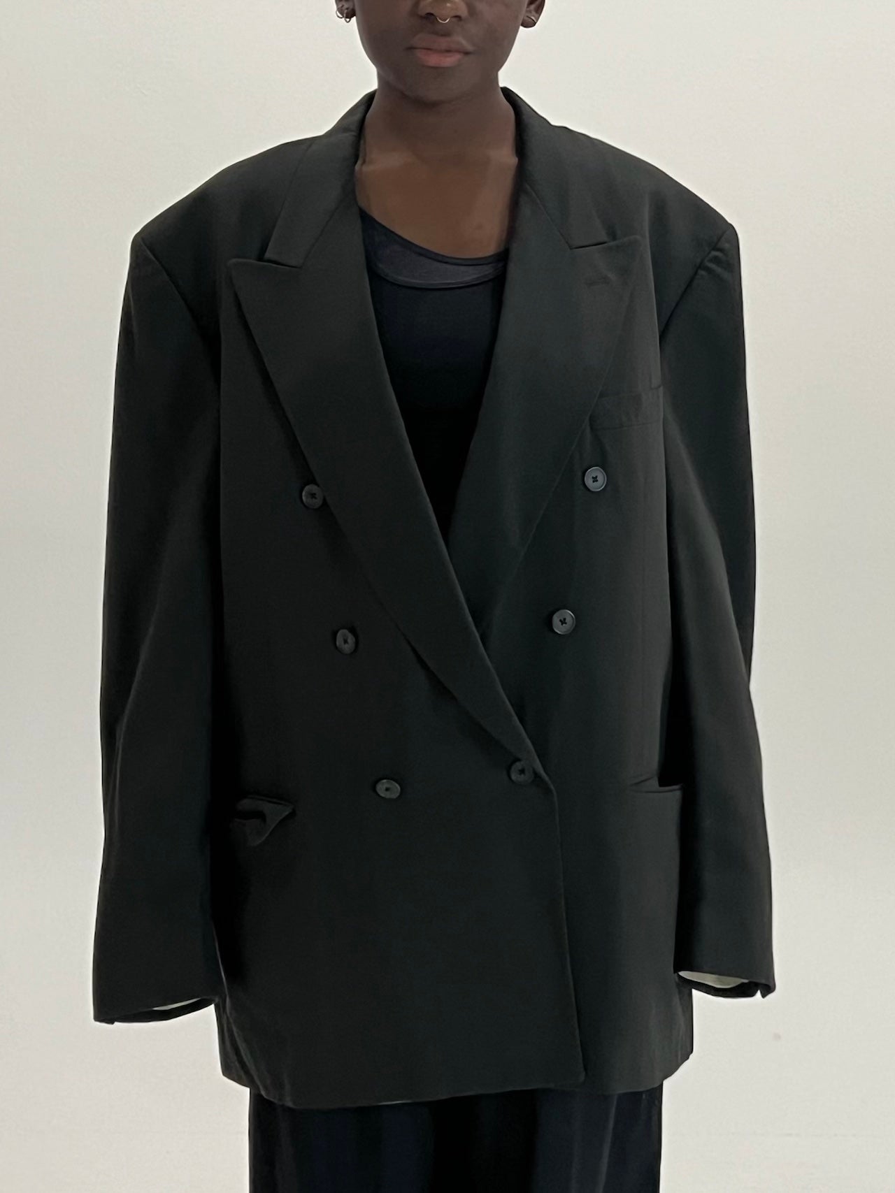 80s Talia Uomo dark green double breasted blazer