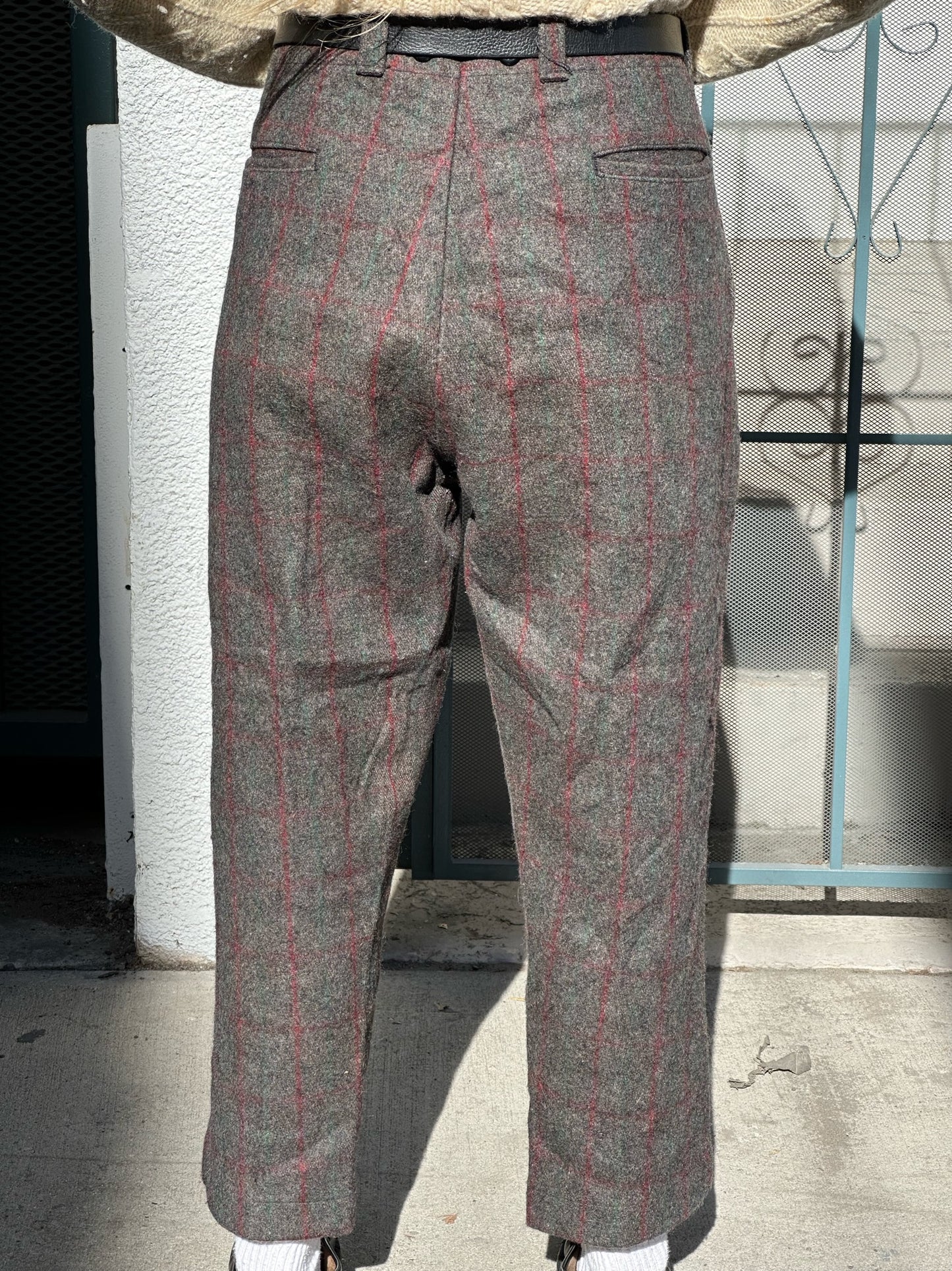 60s/70s gray check expedition trousers