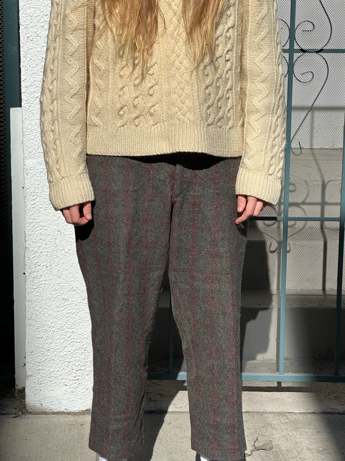 60s/70s gray check expedition trousers