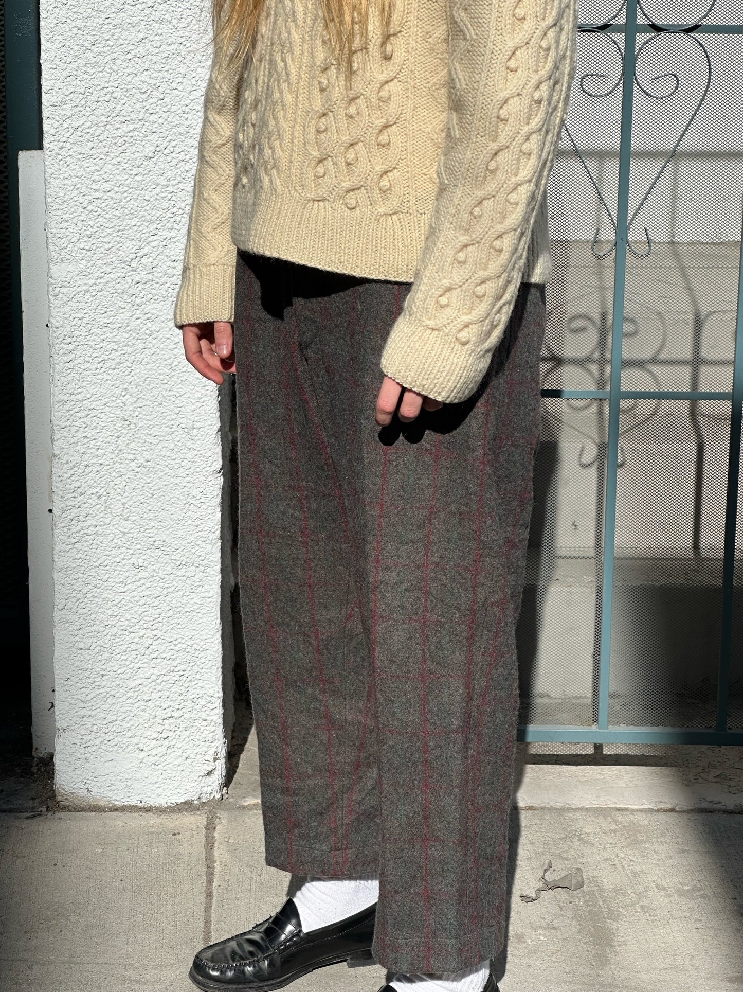 60s/70s gray check expedition trousers