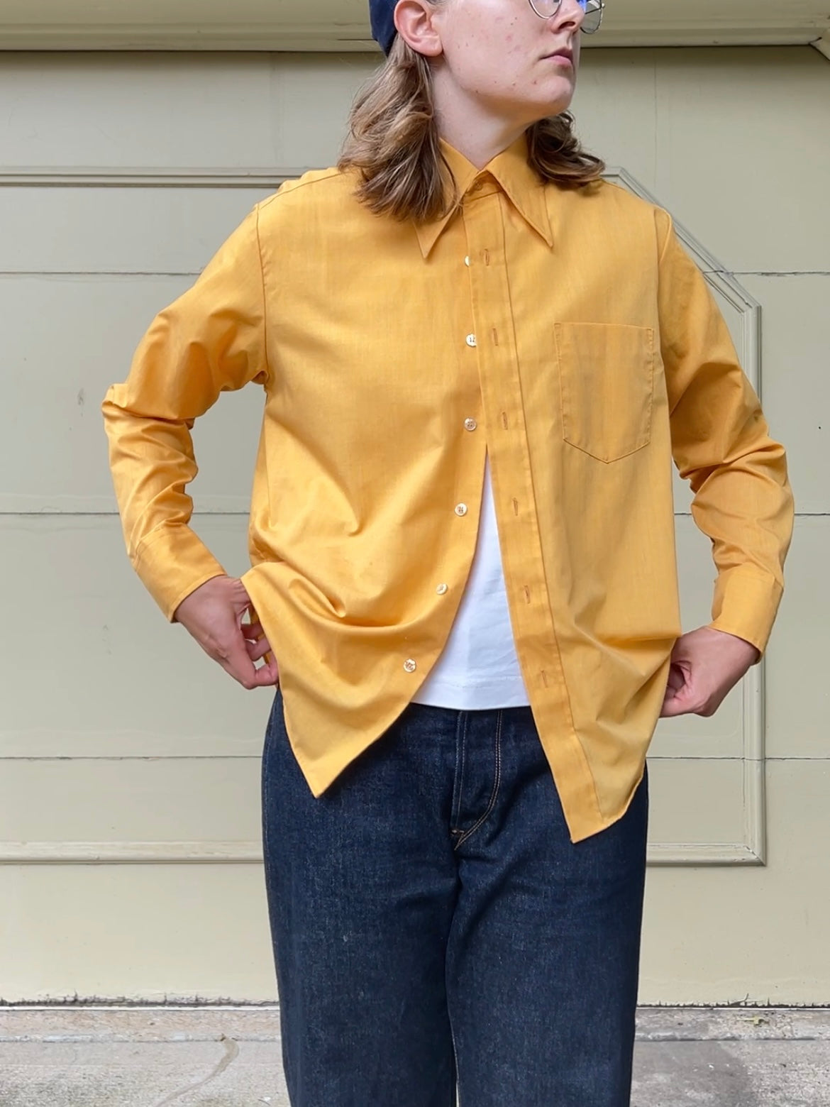 70s VanCort mustard yellow button up