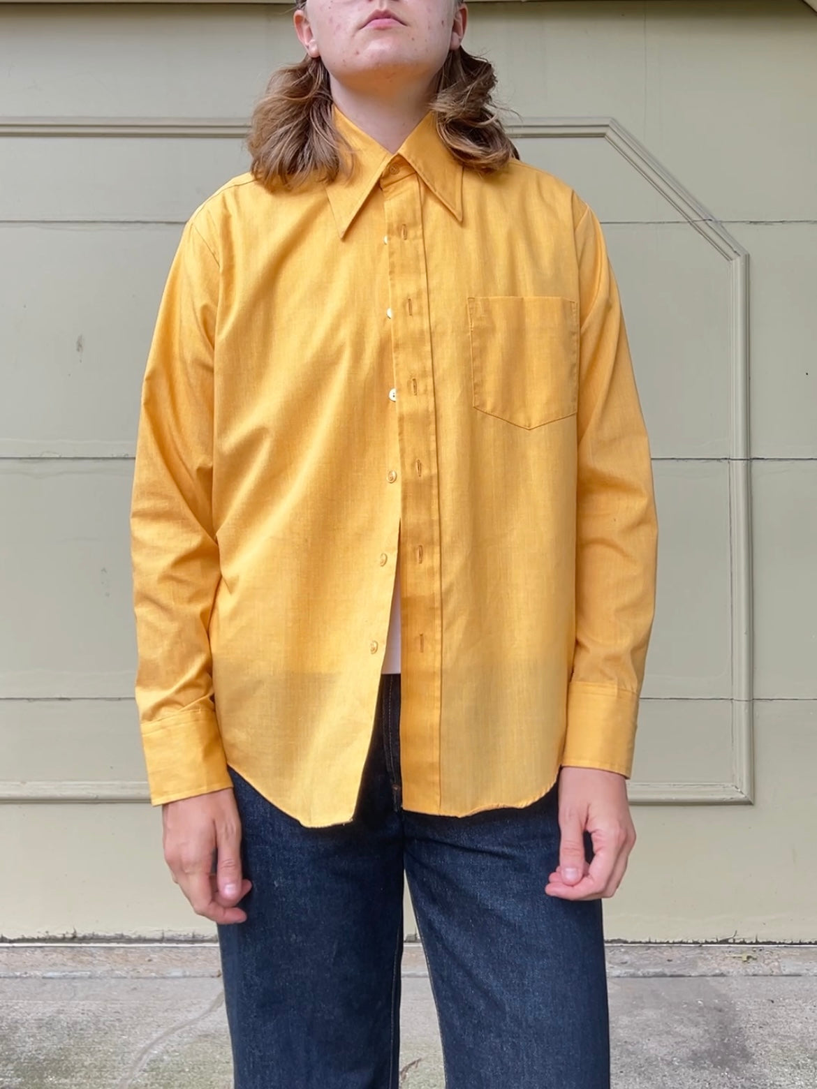 70s VanCort mustard yellow button up