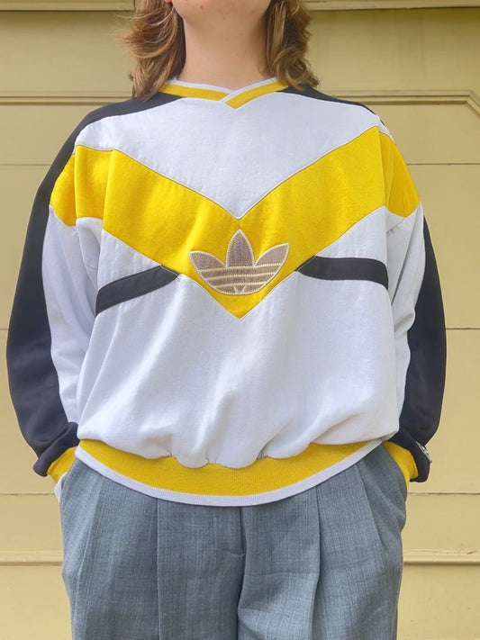 90s Adidas trefoil v-neck sportswear sweatshirt