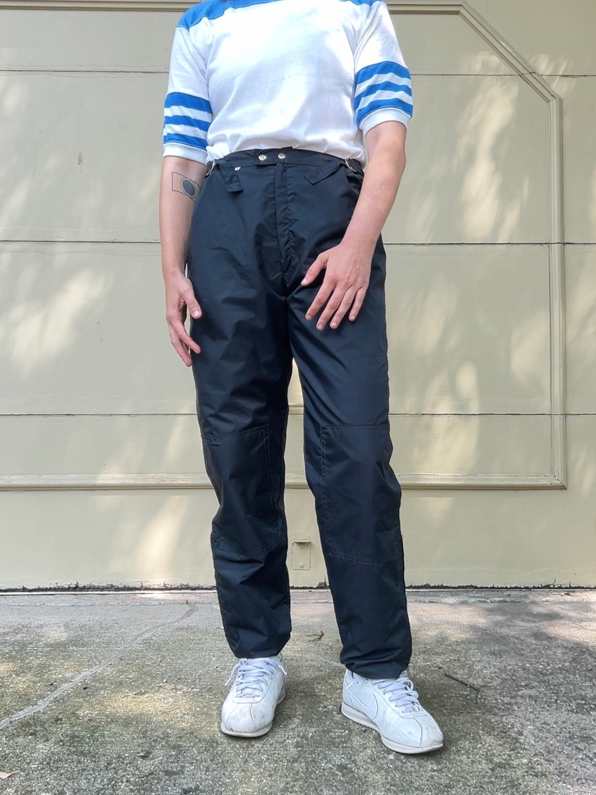 80s snap closure nylon shell ski pants