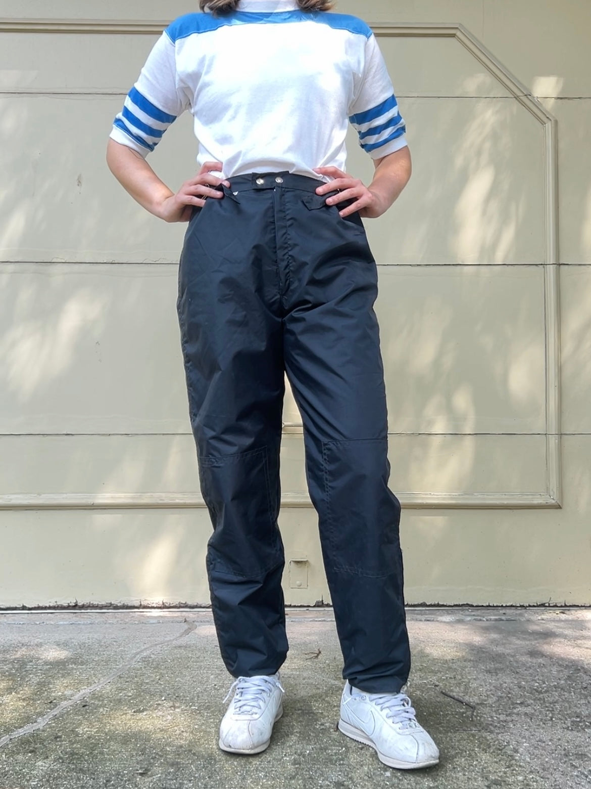 80s snap closure nylon shell ski pants