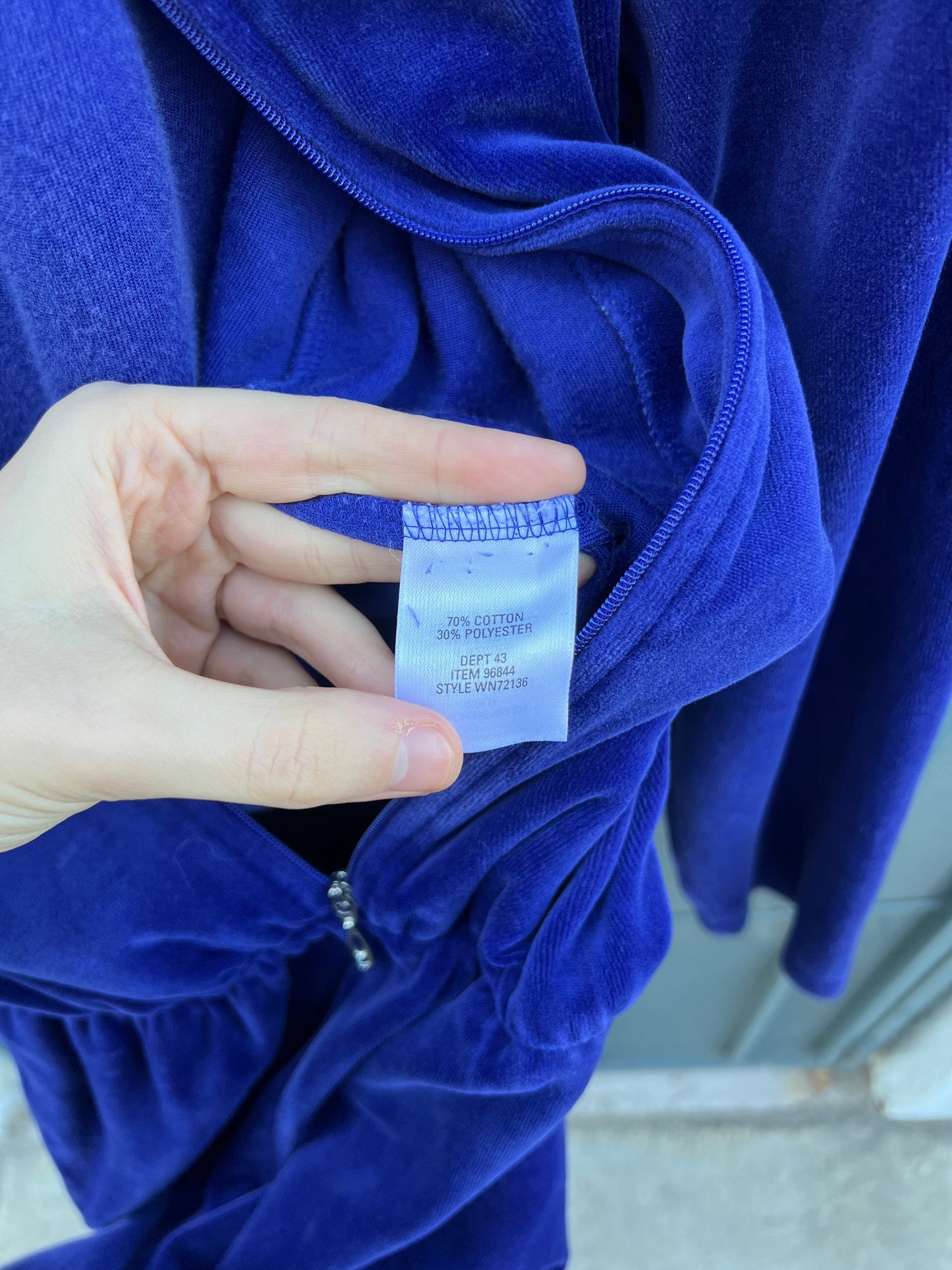 90s Nordstrom blue velor jumpsuit