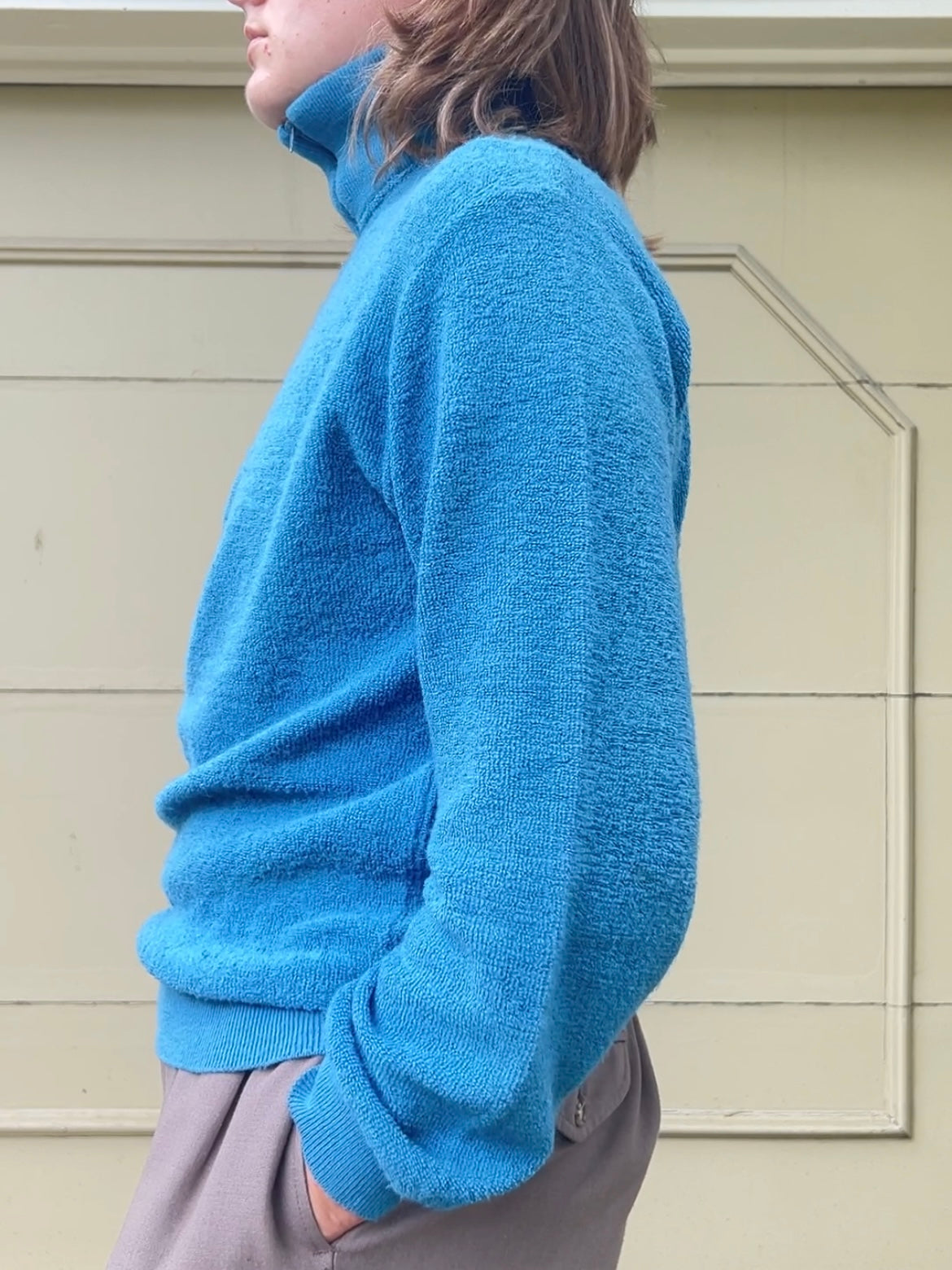 60s/70s Heritage Sportswear blue terry cloth quarter-zip