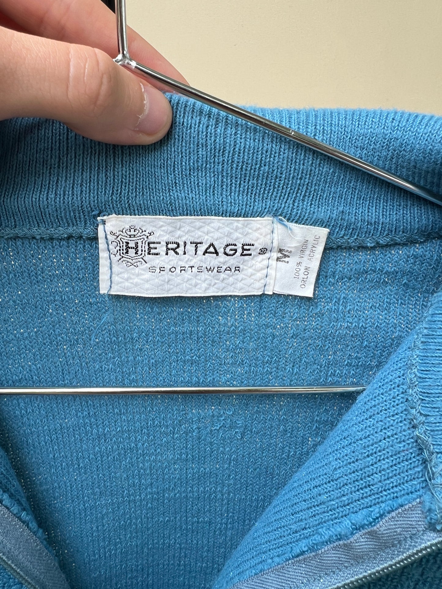 60s/70s Heritage Sportswear blue terry cloth quarter-zip