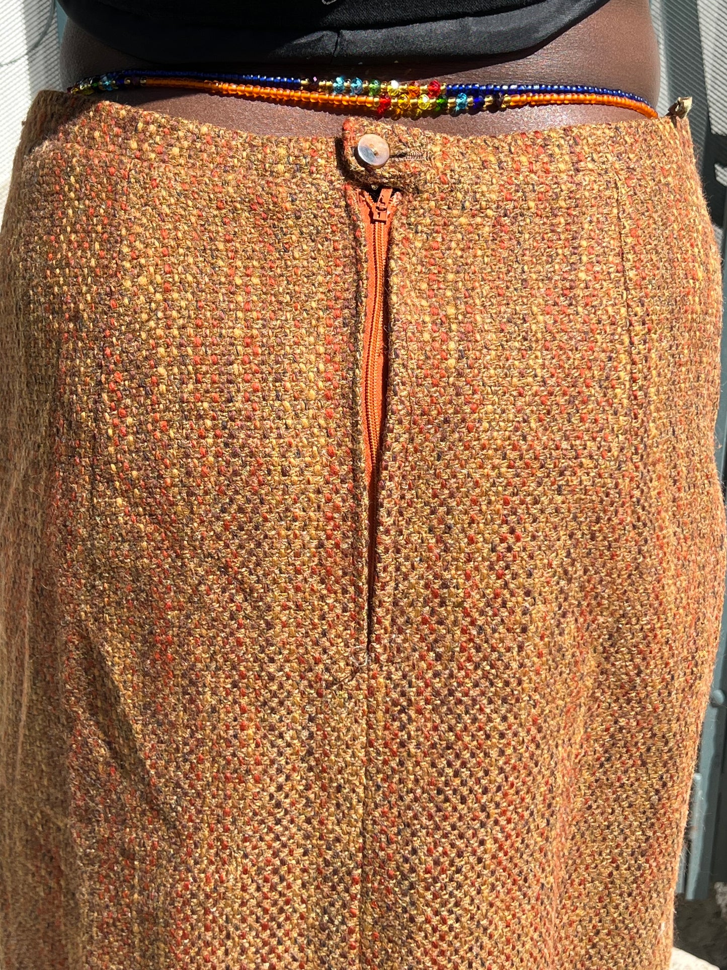 70s Eres burlap earthtone skirt