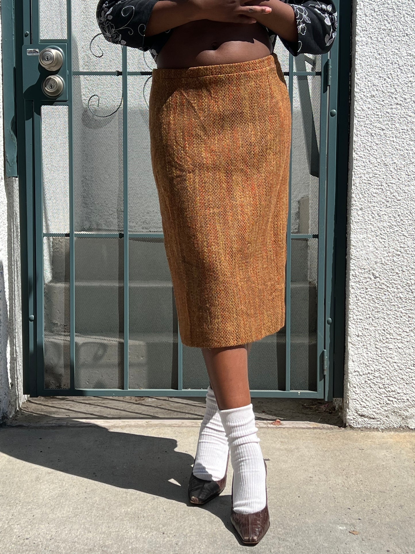 70s Eres burlap earthtone skirt