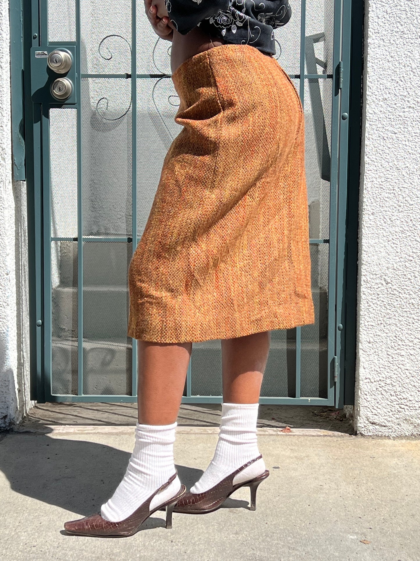 70s Eres burlap earthtone skirt