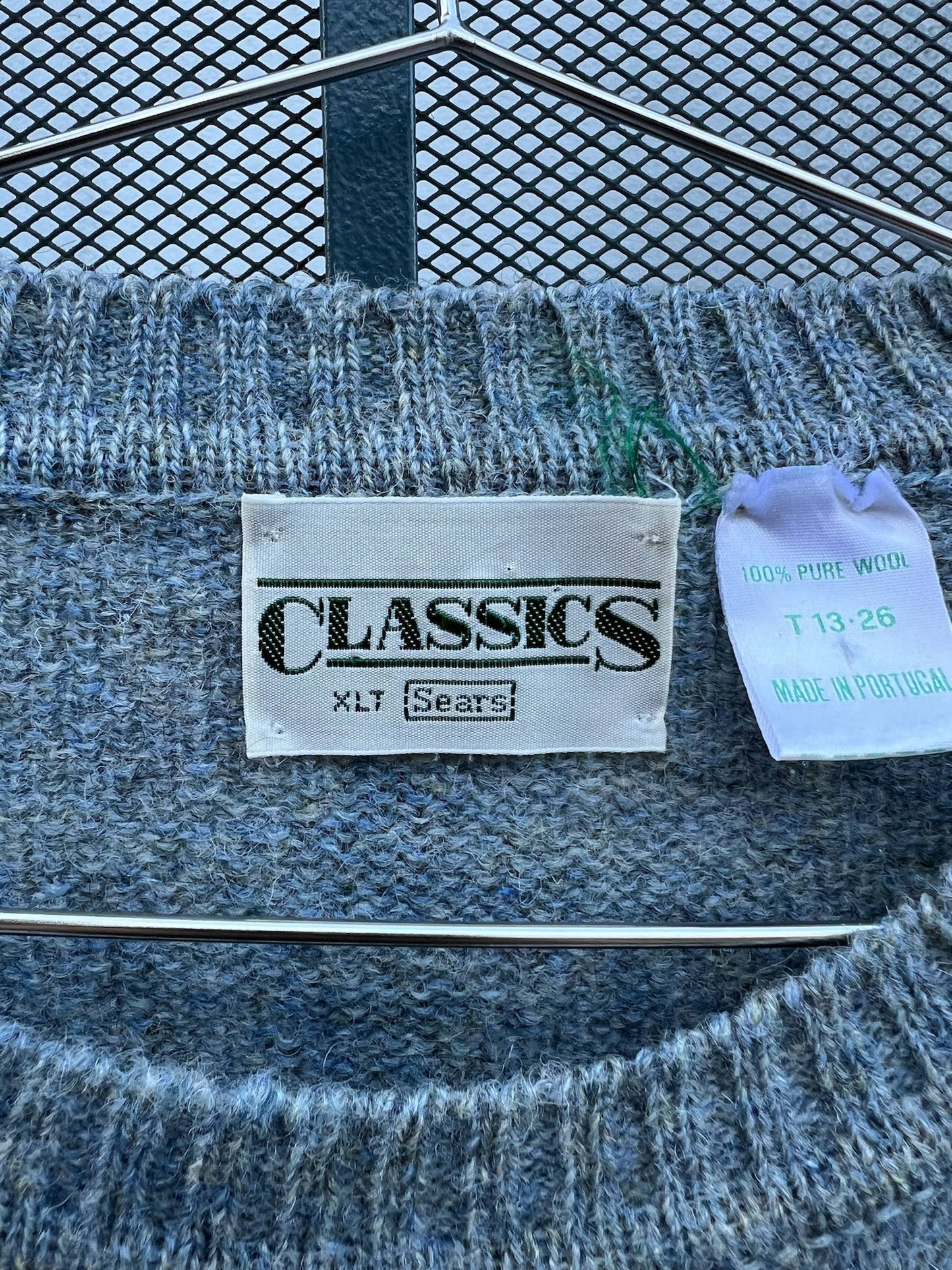 80s/90s Sears gray and blue marl sweater